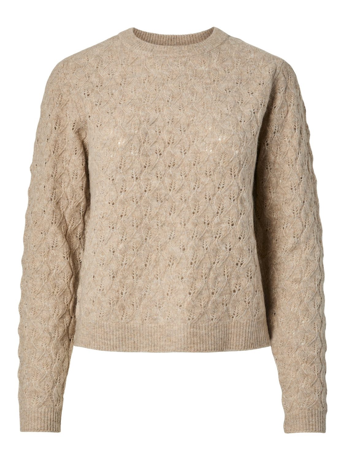 pieces Rundhalspullover PCLELOU LS O-NECK KNIT NOOS BC Materialmix