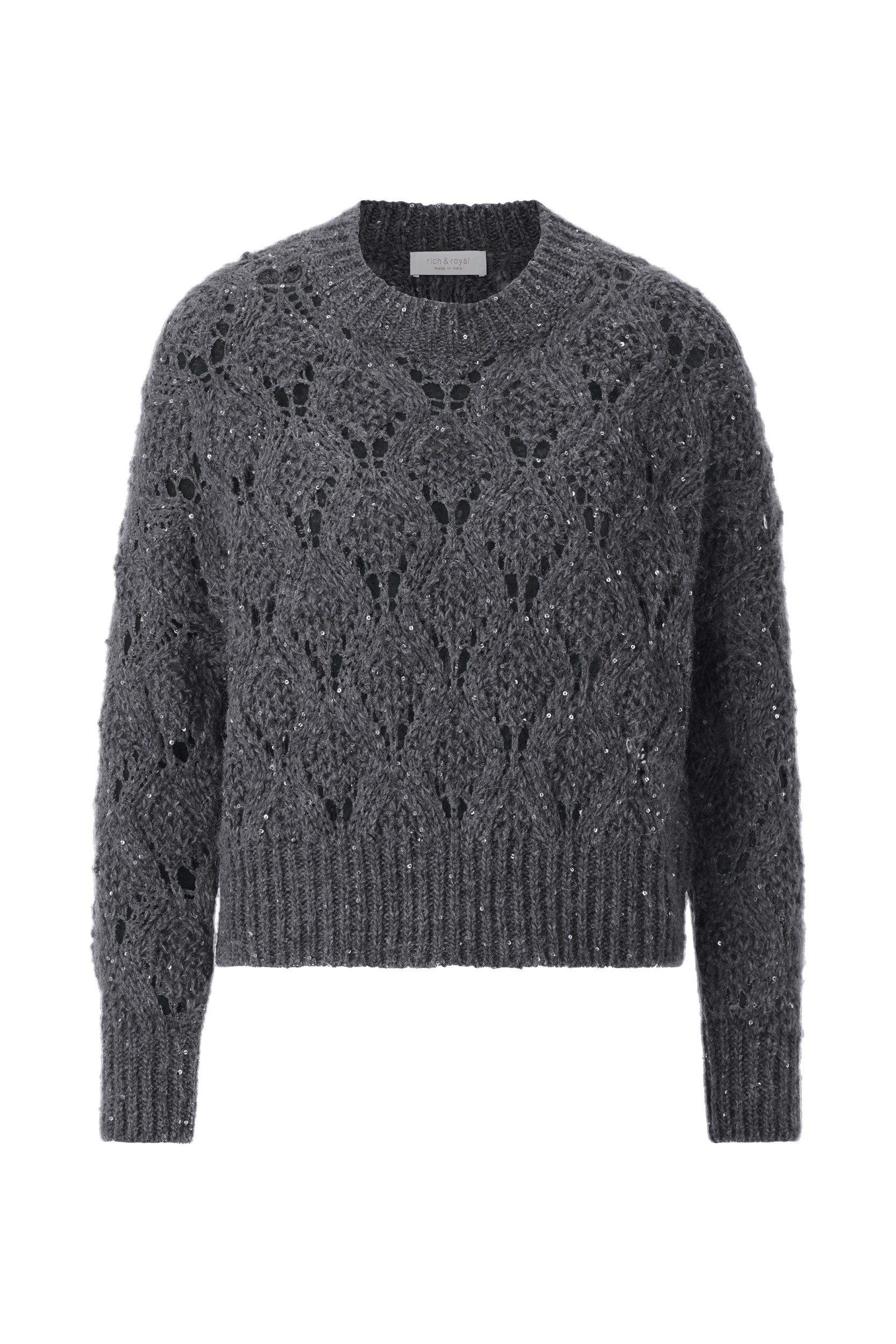 RICHROYAL Wollpullover Ajour Sequince Пуловери shadow grey