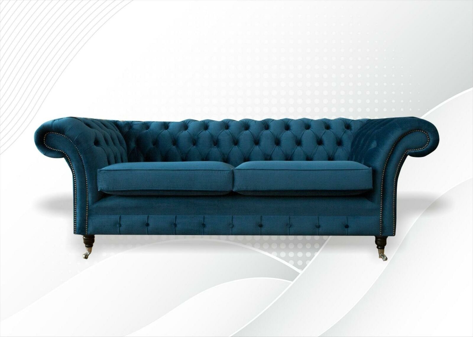 JVmoebel Chesterfield-Sofa Dunkelblaues Chesterfield Sofa 3-Sitzer Moderne Möbel Neu, Made in Europe