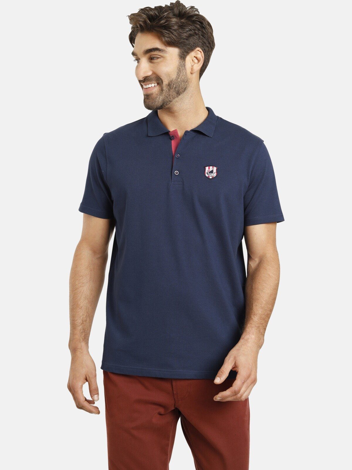 Jan Vanderstorm Poloshirt NISSE mit verlängertem Rückenteil dunkelblau | Poloshirts