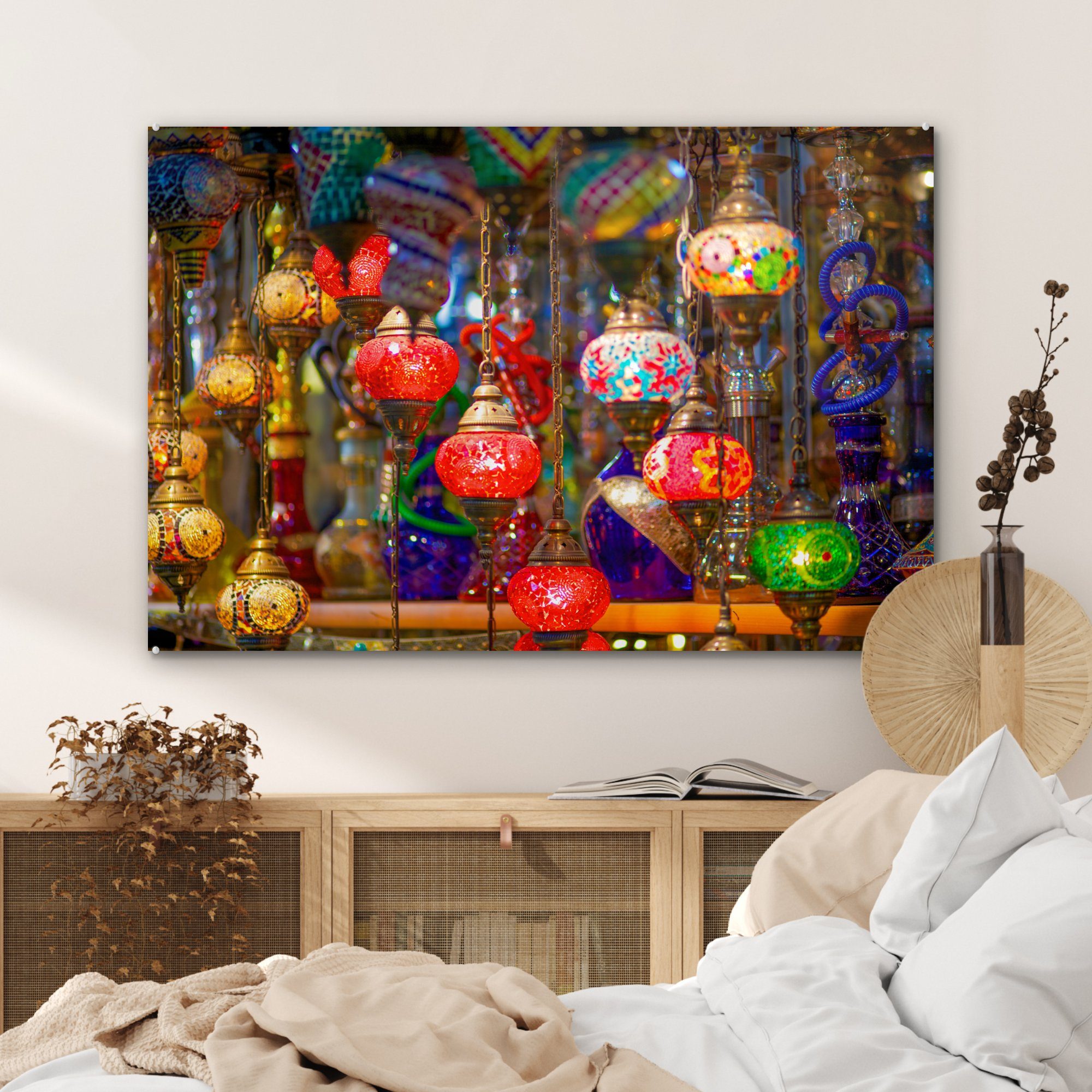 mit MuchoWow Mosaiklampen, Wohnzimmer Acrylglasbild & Istanbul Gewürzmarkt Schlafzimmer (1 in St), Acrylglasbilder