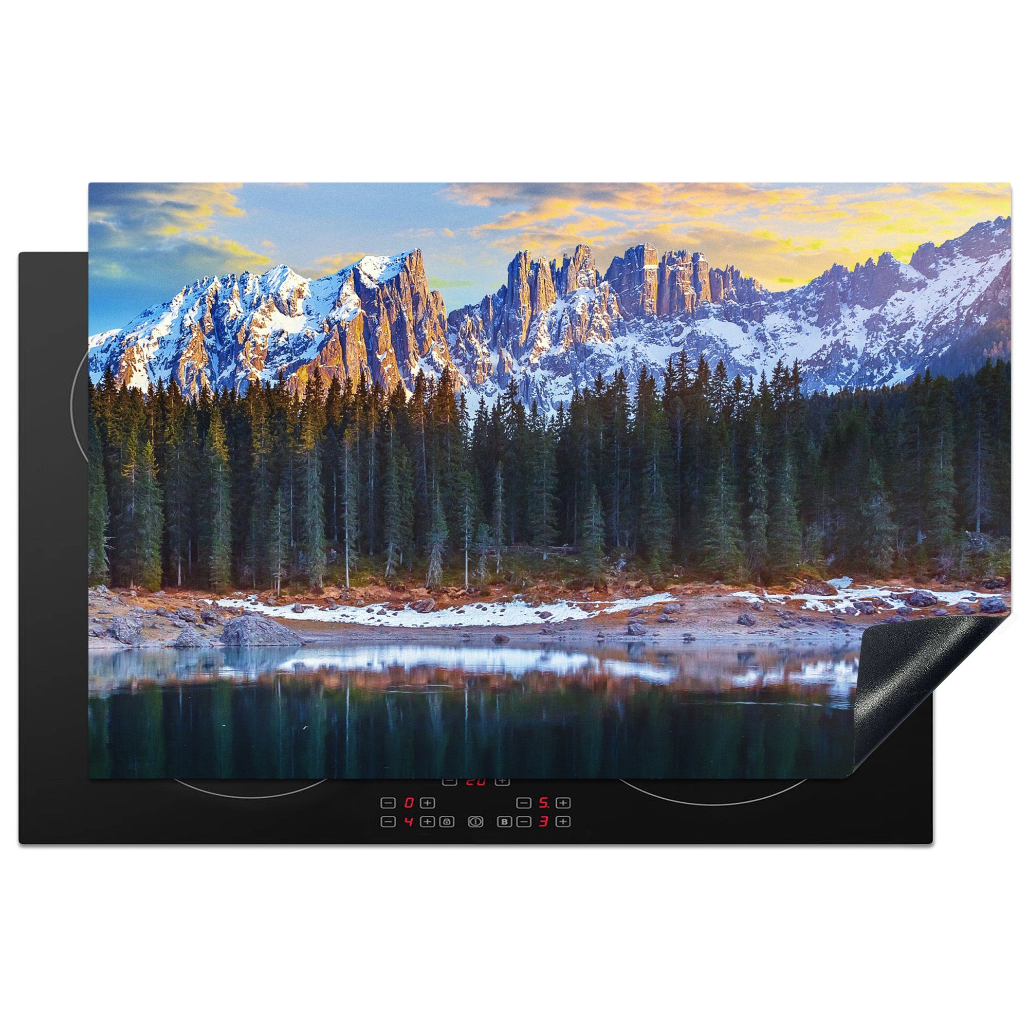 MuchoWow Herdblende-/Abdeckplatte Dolomiten - Winter - Italien, Vinyl, (1 tlg), 81x52 cm, Induktionskochfeld Schutz für die küche, Ceranfeldabdeckung