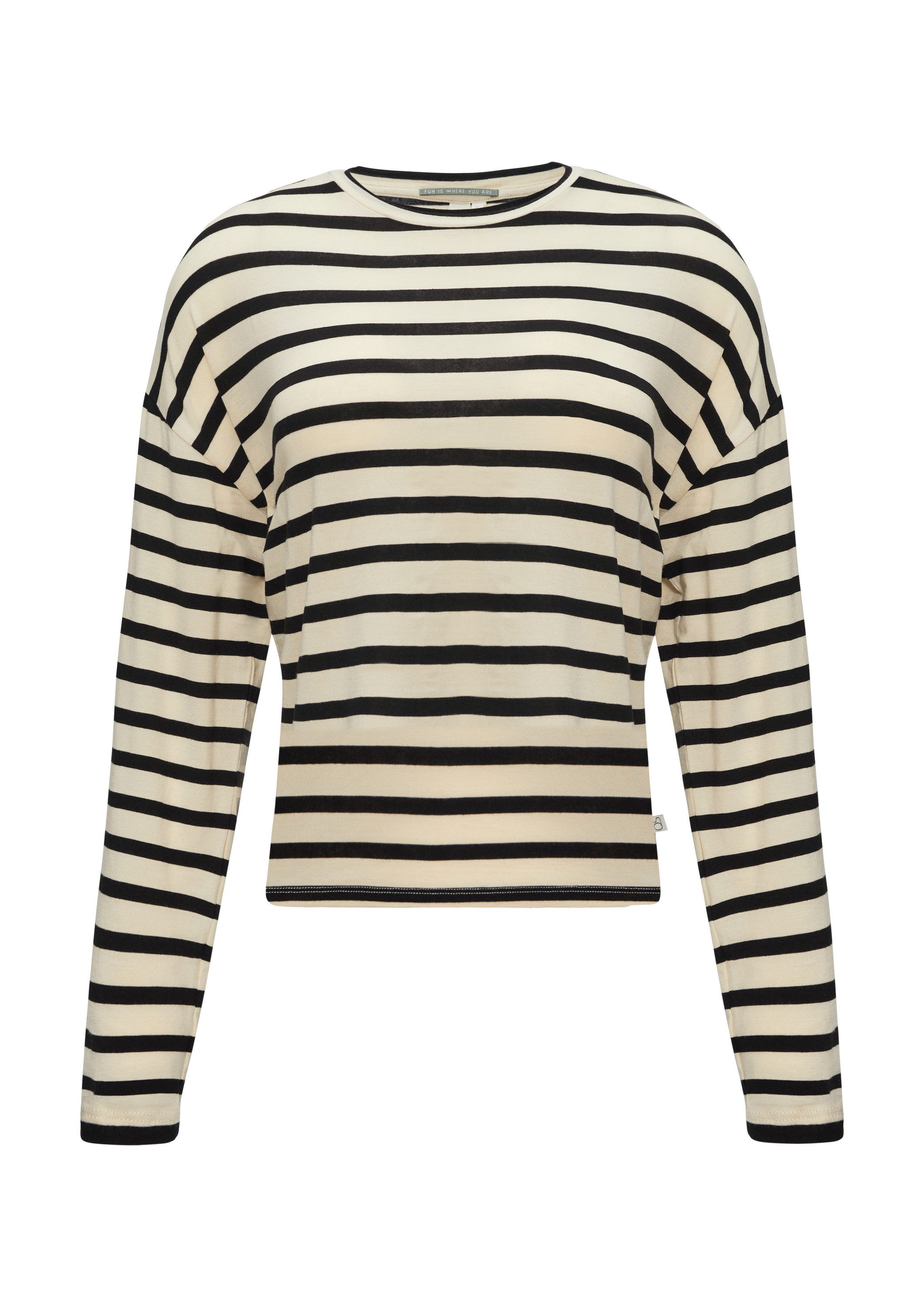 QS Langarmshirt T-Shirt Gestreiftes Longsleeve aus Jersey mit weitem Arm günstig online kaufen