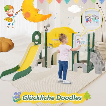 FUROKOY Rutsche Kinderrutsche Indoor-Rutsche 10 in 1 Kinderrutsche für Outdoor, (Multifunktionsrutsche und Stauraum Rutschen Grün), kinderrutschen, Kinder Spielplatz Slide Gartenrutsche Kinderschaukel