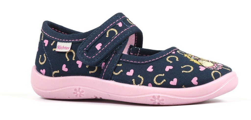 Richter Hausschuh Klettschuh, Kindergarten Schuh mit süßem Print