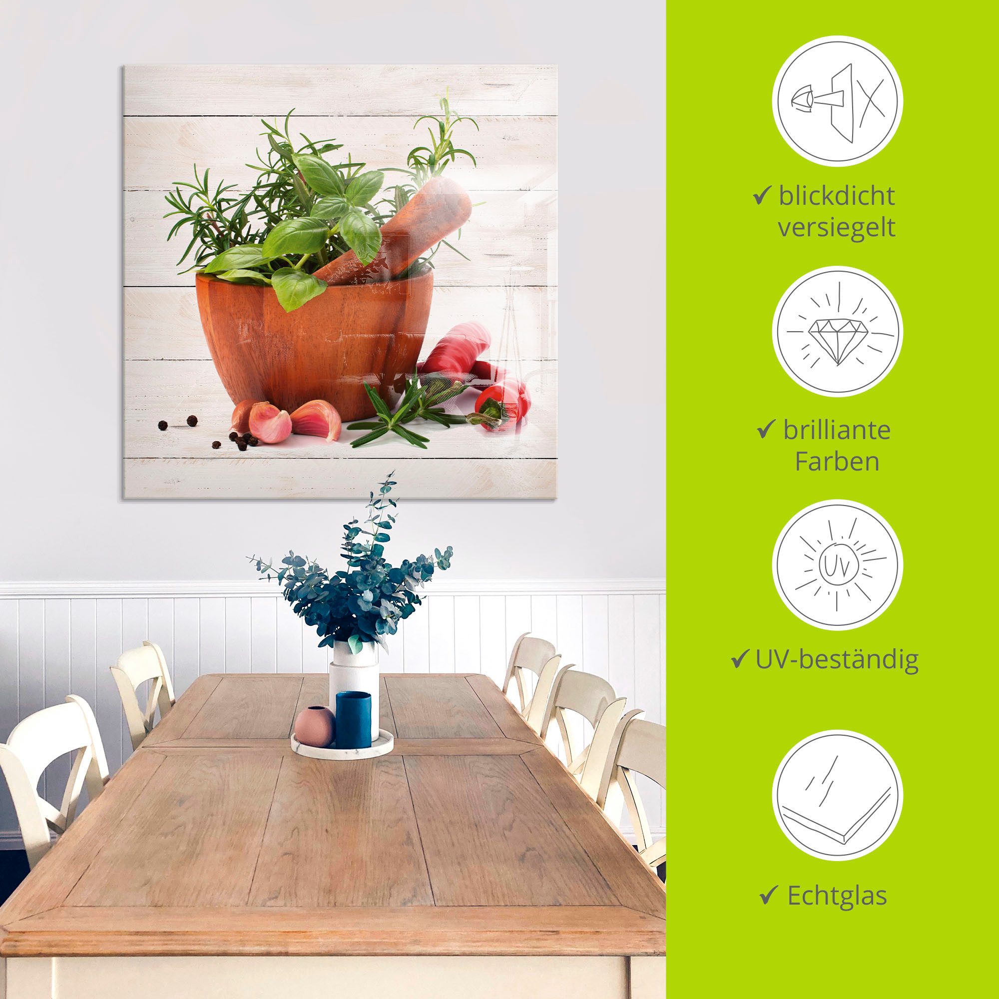 Artland Glasbild Frische Kräuter und Gewürze, Arrangements (1 St), in verschiedenen Größen