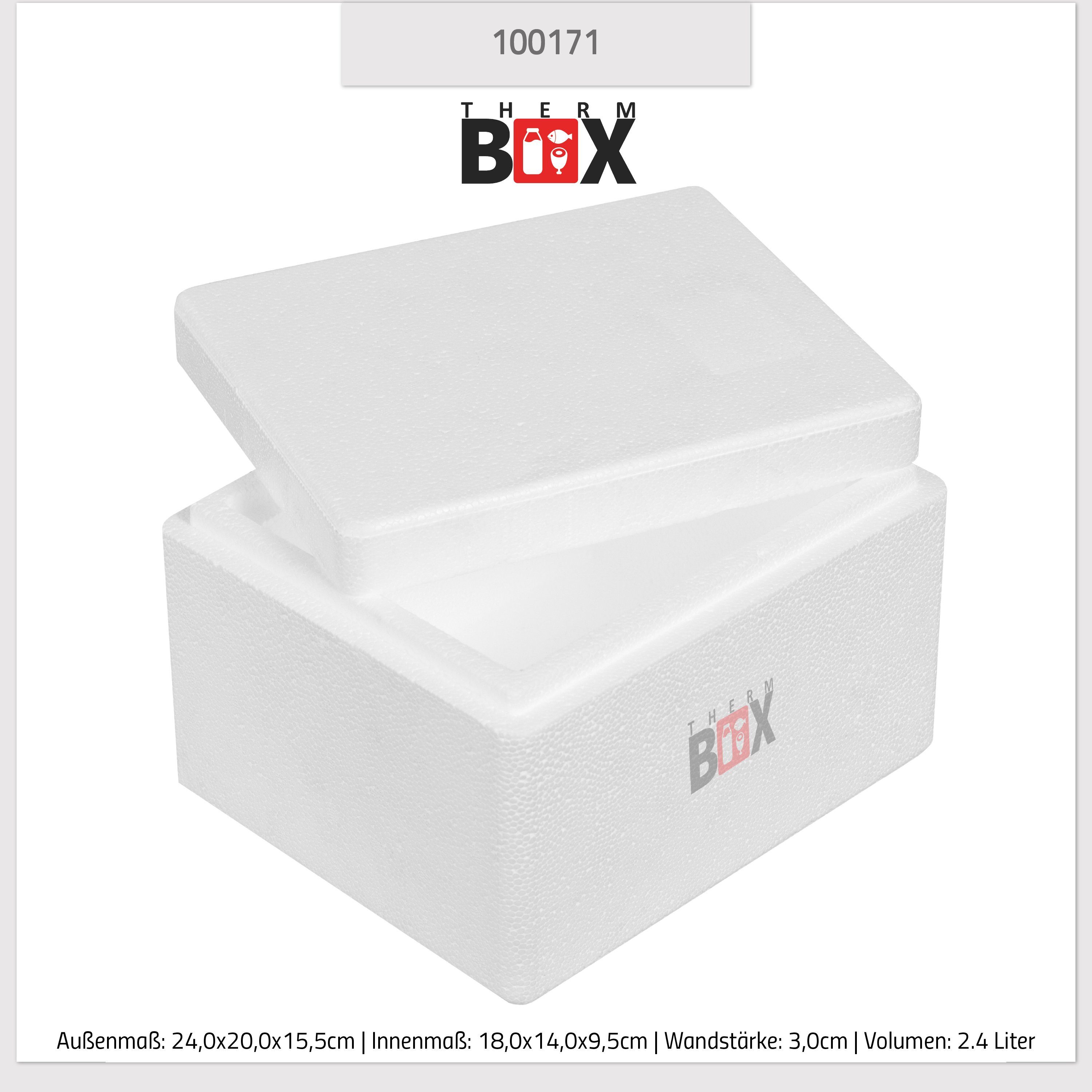 Innen: Volumen: (1, Styropor-Verdichtet, mit Deckel Isolierbox 2W, Thermobehälter THERM-BOX 0-tlg., Box Thermobox im 2,4L, Styroporbox Karton), 18x14x9cm, Kühlbox