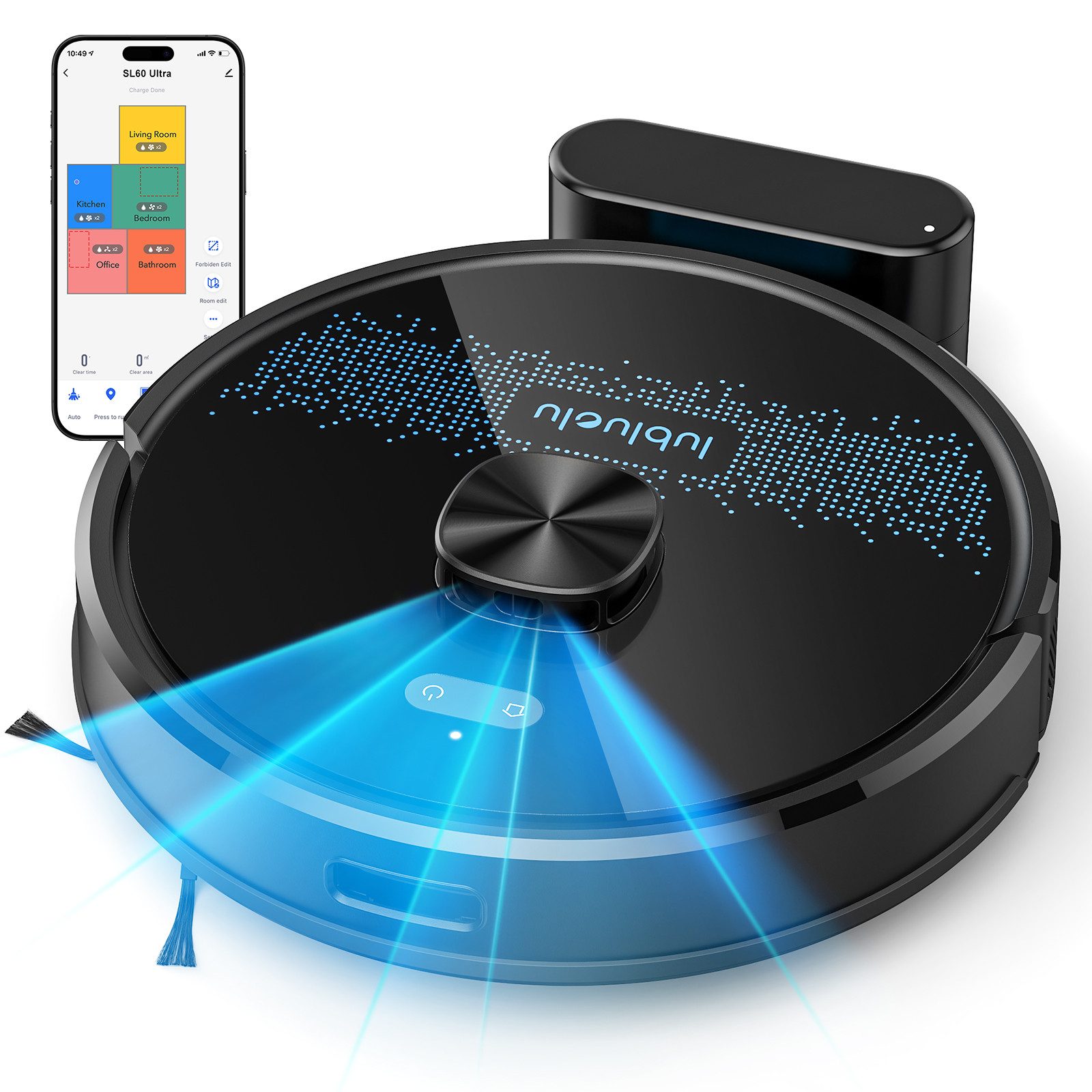 lubluelu Nass-Trocken-Saugroboter SL60 Ultra mit Wischfunktion Staubsauger Lasernavigation APP Steuerung, 42 W, beutellos, Intelligente Teppichreinigung,5 Karten speicherbar/APP-Steuerung