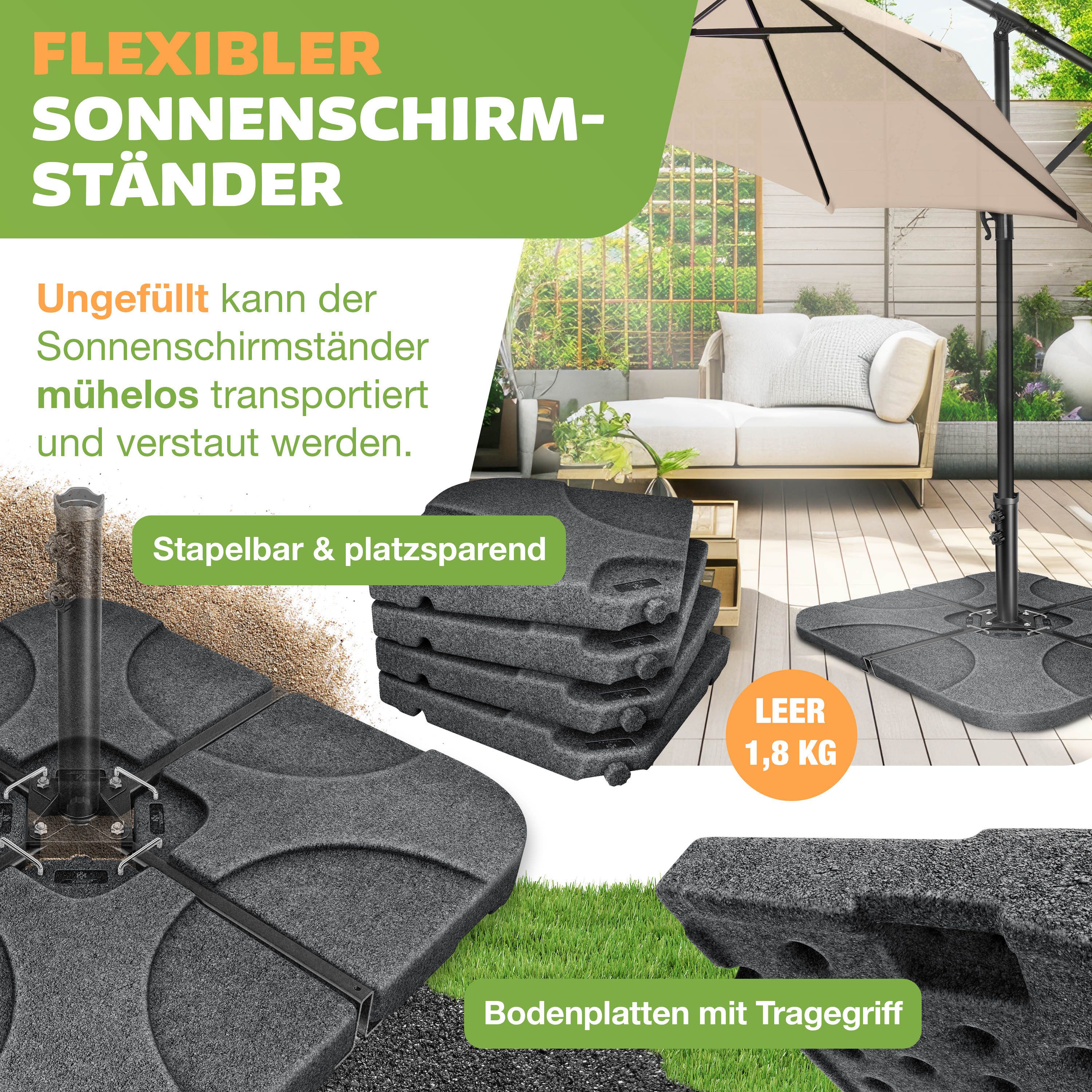 KESSER Kunststoffschirmständer, Sonnenschirmständer 4-teilig Schirmgewicht Schirmständer