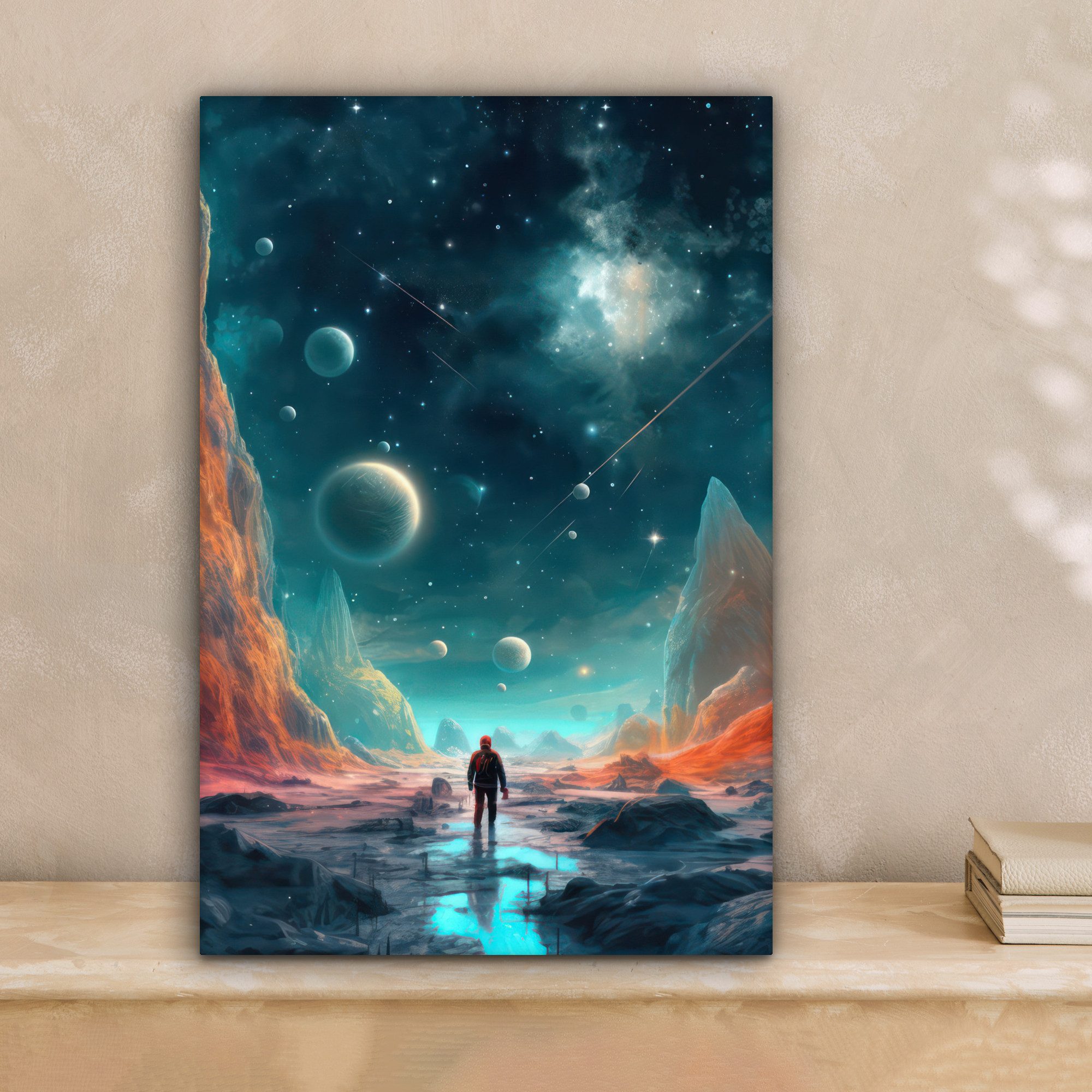 OneMillionCanvasses® Leinwandbild Berge - Weltraum - Planeten - Astronaut, günstig online kaufen