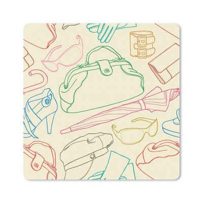 MuchoWow Gaming Mauspad Pastell - Tasche - Kleidung - Schnittmuster (1-St), Mousepad mit Rutschfester Unterseite, Gaming, 40x40 cm, XXL, Großes