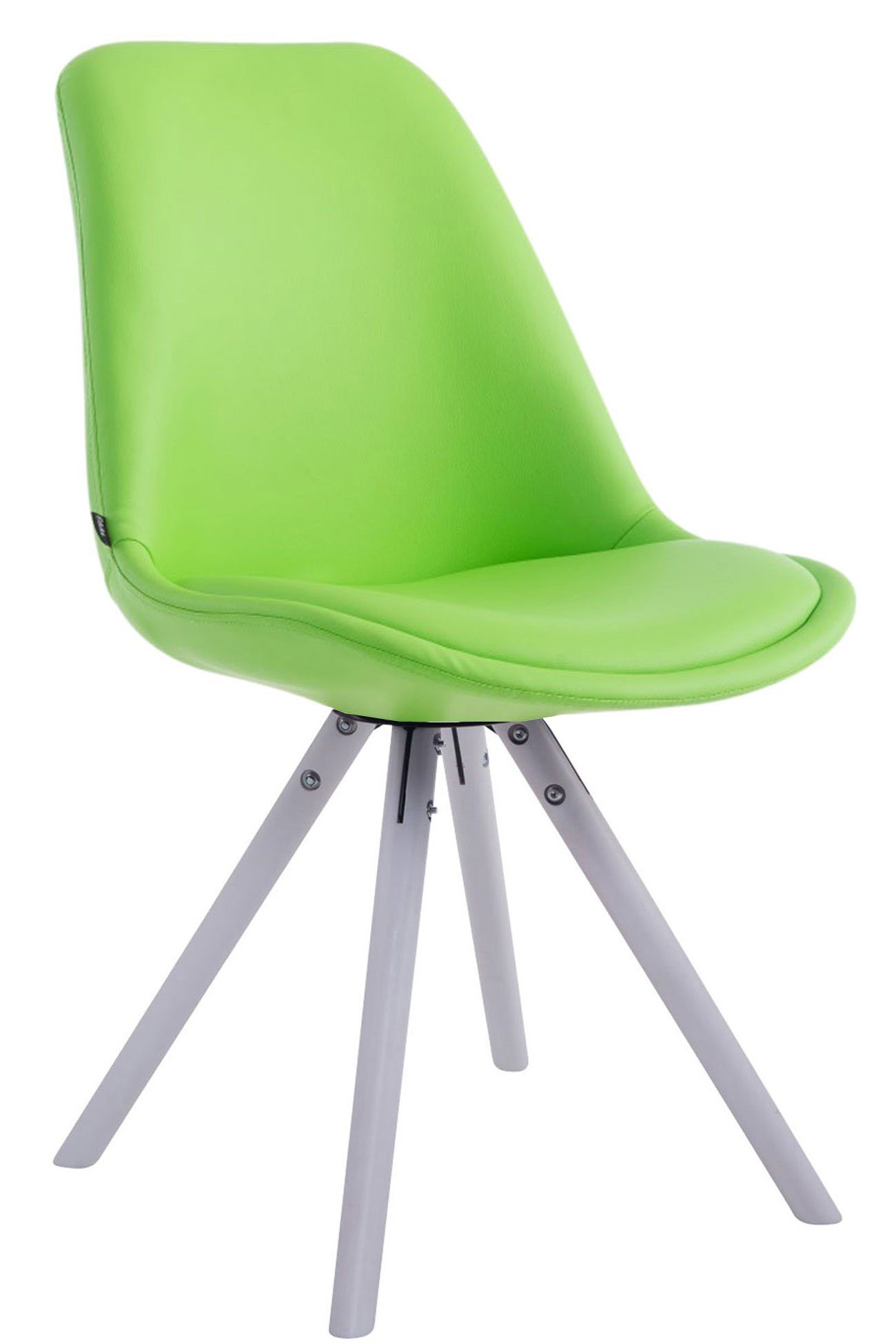 TPFLiving Besucherstuhl Lauva mit Sitzfläche: Gestell: grün hochwertig - Sitzfläche weiß (Küchenstuhl gepolsterter Esszimmerstuhl - - Buchenholz rund Konferenzstuhl Kunstleder Wohnzimmerstuhl), 