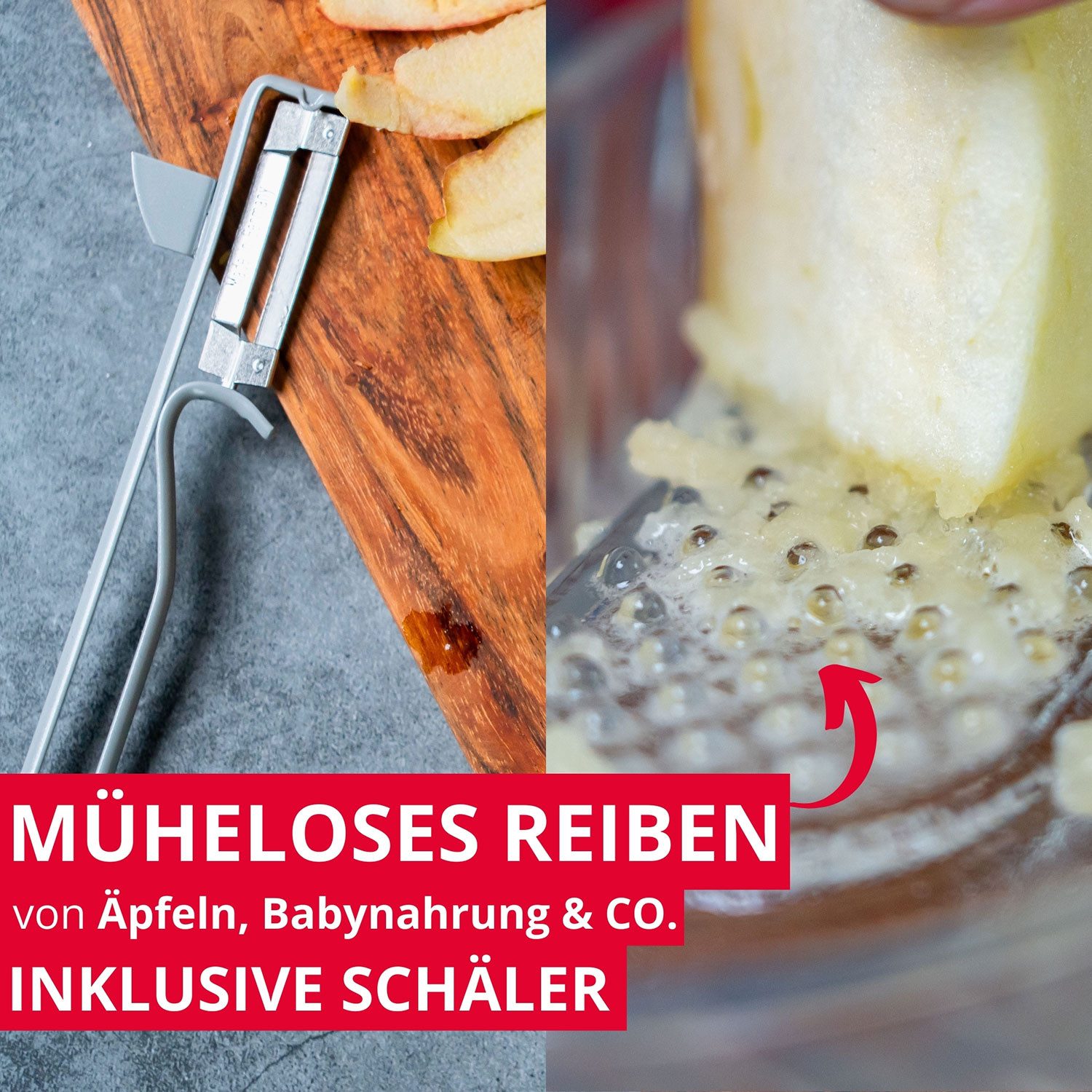 WESTMARK Multireibe / Apfelreibe und Sparschäler, 2-tlg. Set, Glas, Edelstahl, Stahl – Bild 3 von 5