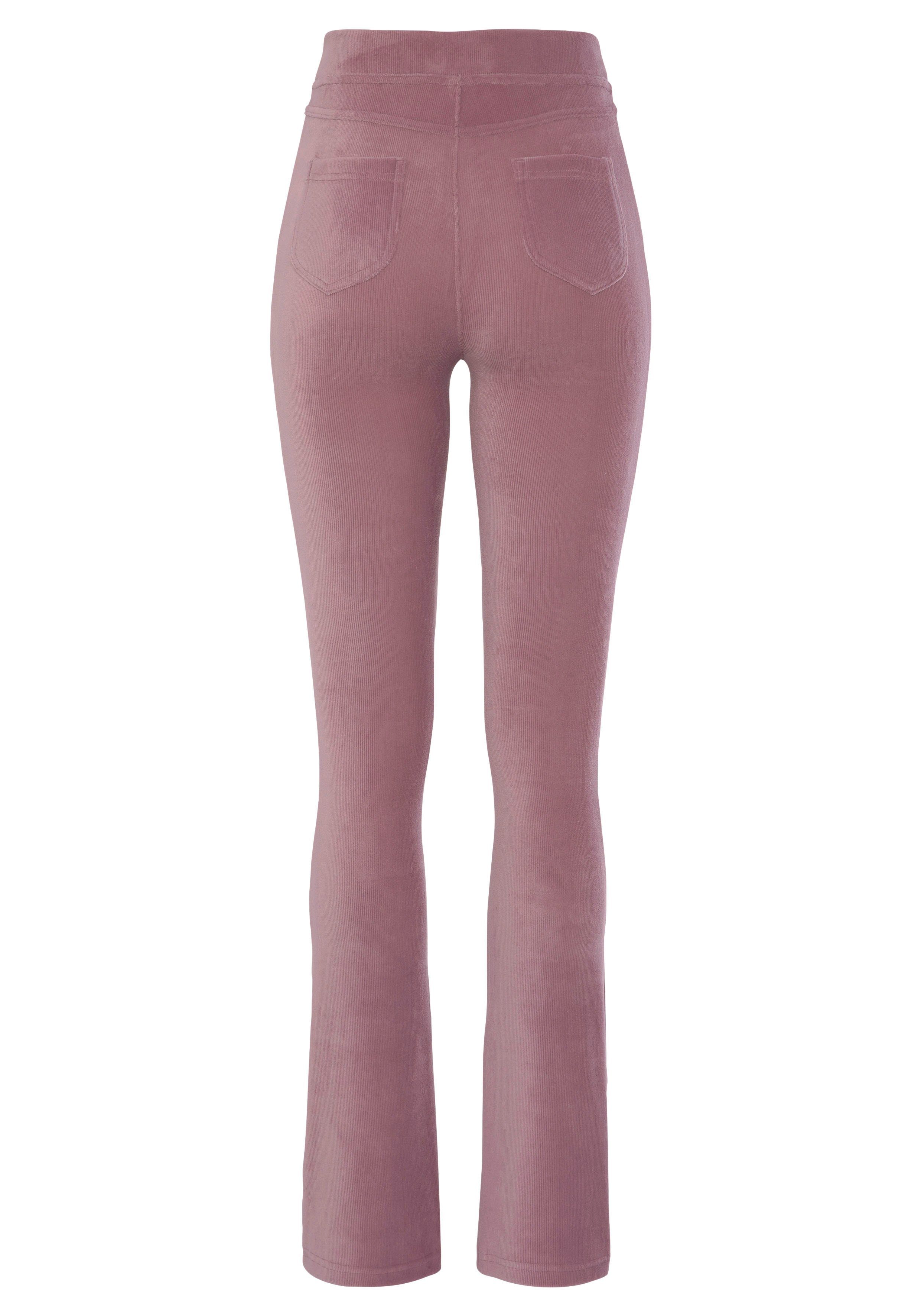 LASCANA Jazzpants Cord-Optik, rosa Loungewear Material weichem in aus