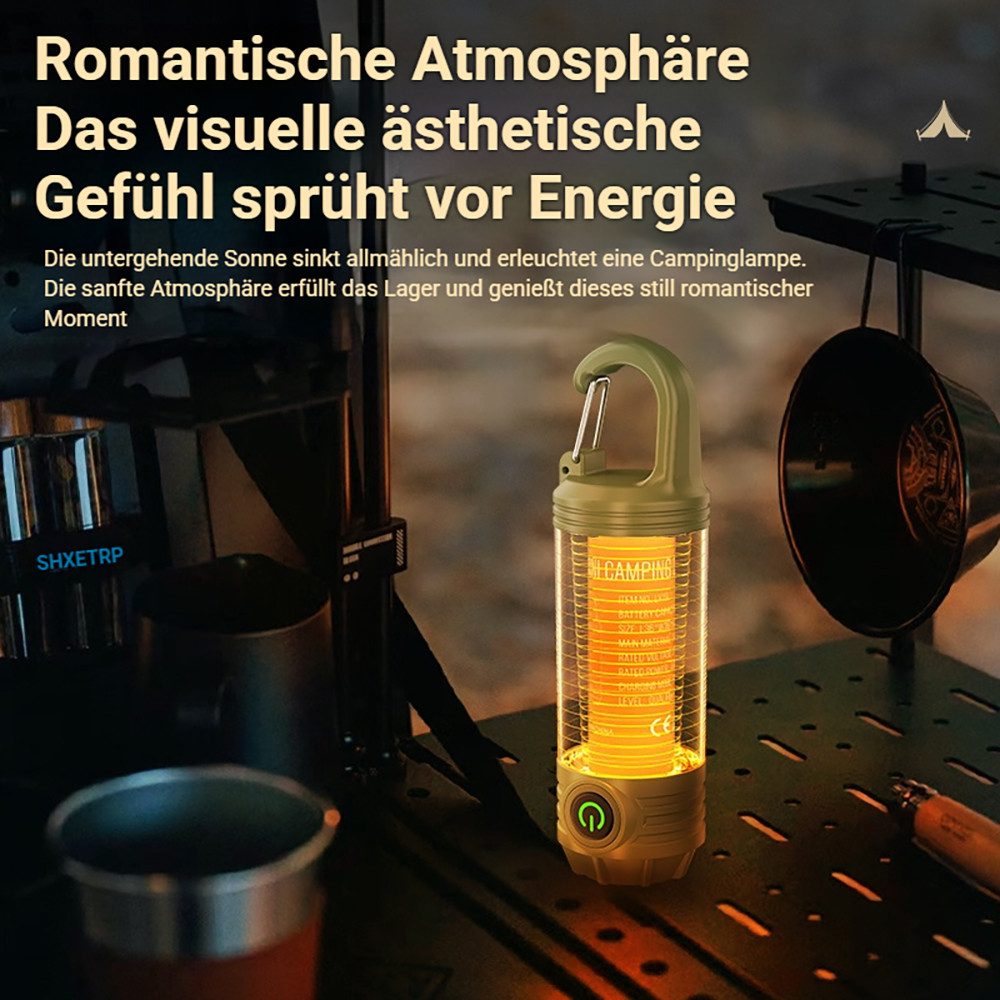 Tekoo LED Gartenleuchte LED Campinglampe Taschenlampe Akku USB-C Outdoor Leuchte mit Rotlicht, LED fest integriert, Warmgelb, Kaltweiß, Rot, 360° Rundumbeleuchtung, XTE-Leuchtmittel, SOS-Blinkfunktion
