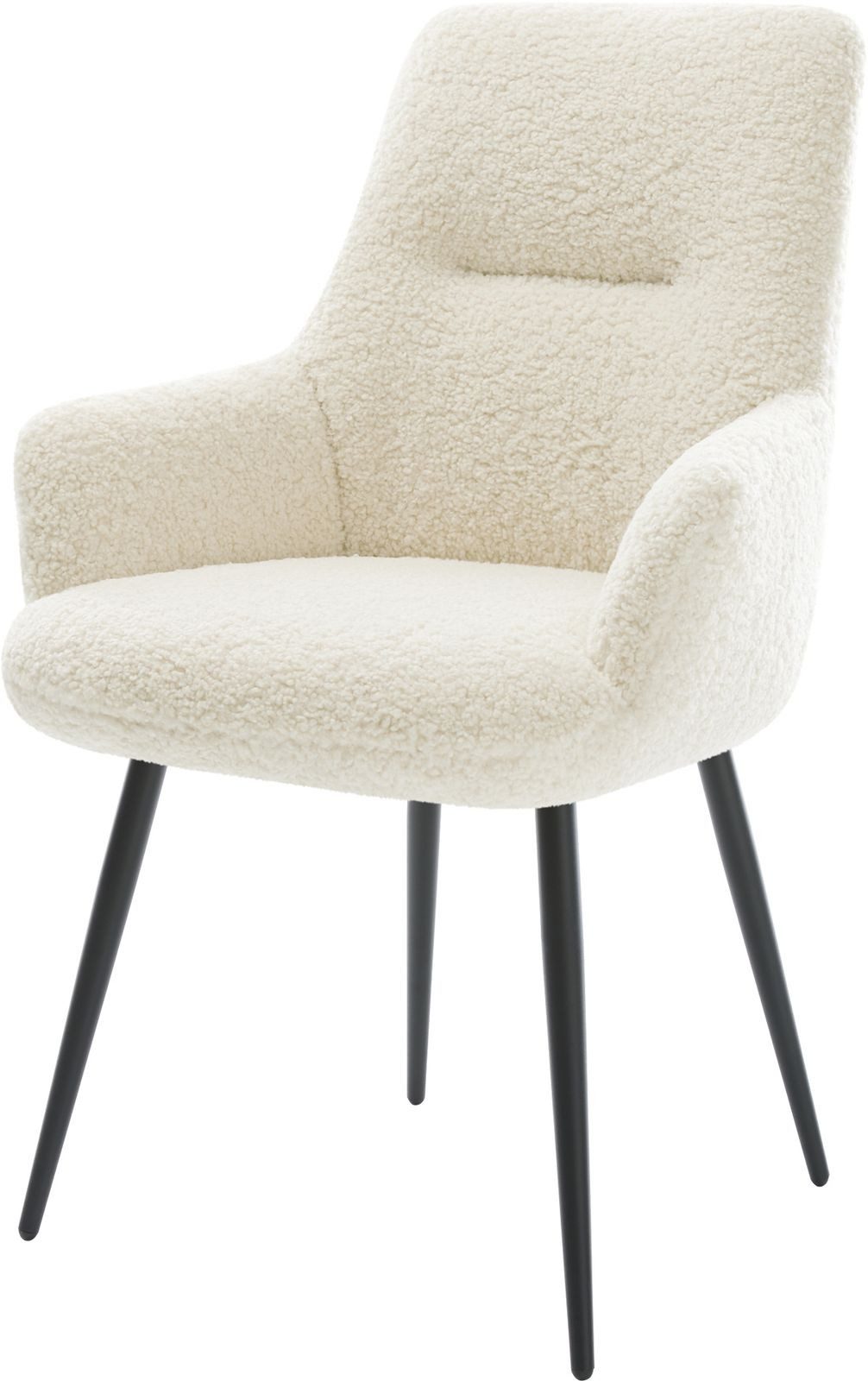 DELIFE Polsterstuhl Zelia-Flex, mit Armlehnen 4-Fuß konisch Schwarz Teddystoff Beige Taschenfederkern
