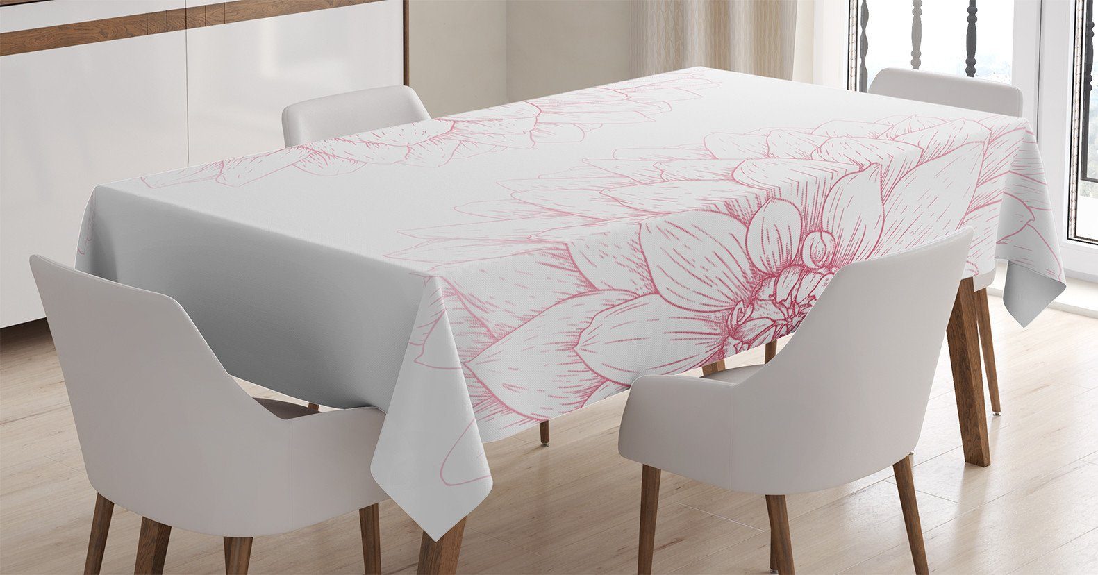 Abakuhaus Tischdecke Farbfest Waschbar Für den Außen Bereich geeignet Klare Farben, Blumen Rosa Blüten-Blumen