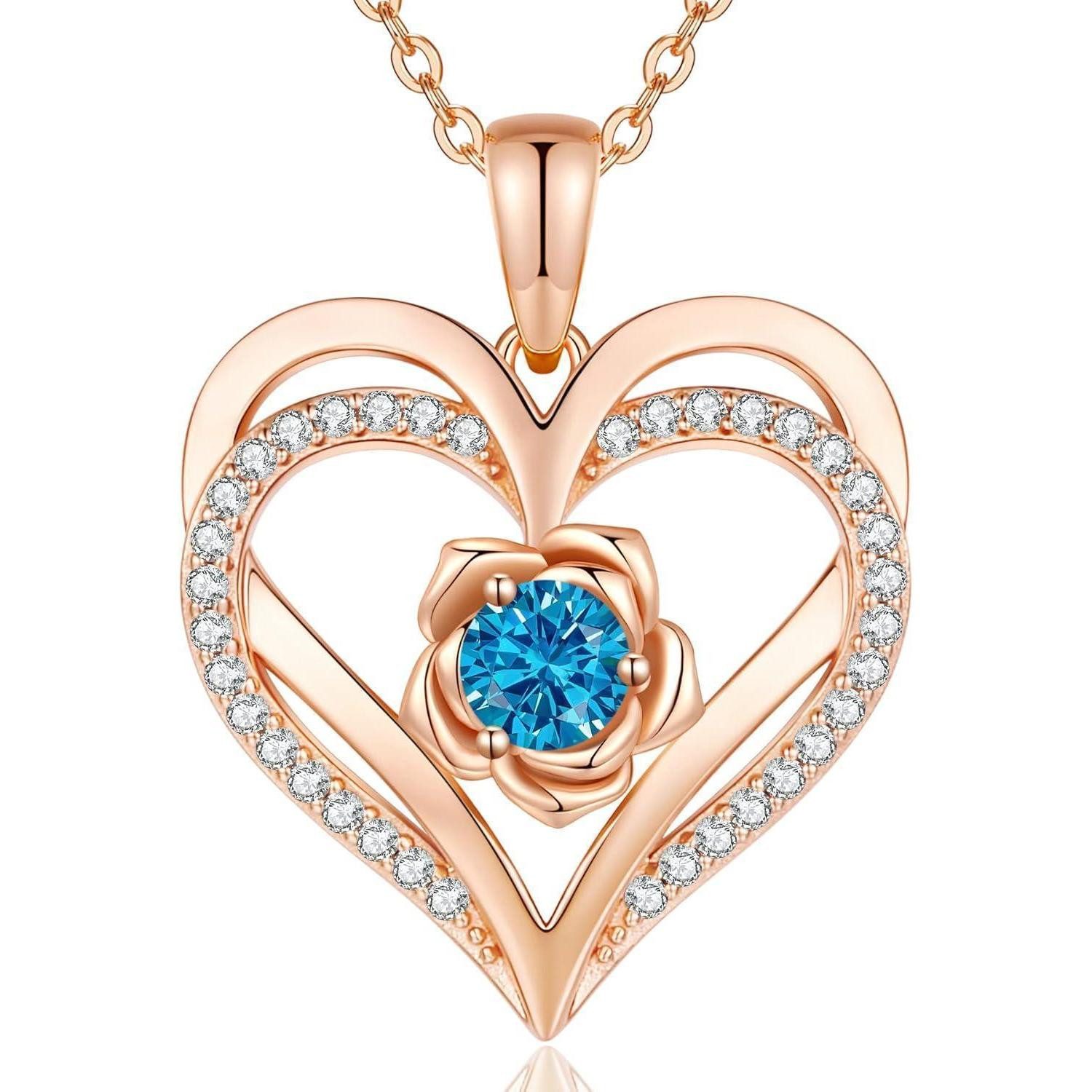 LuxusKollektion Kette mit Anhänger Halskette Damen Rosegold Herz Silber 925 RoseGold Necklace-12