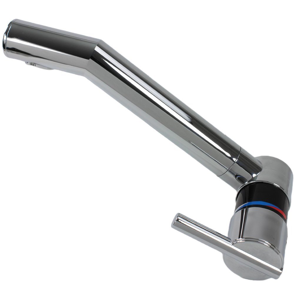 Comet Waschtischarmatur Wasserhahn dreh und schwenkbar schwarz chrom 18 cm