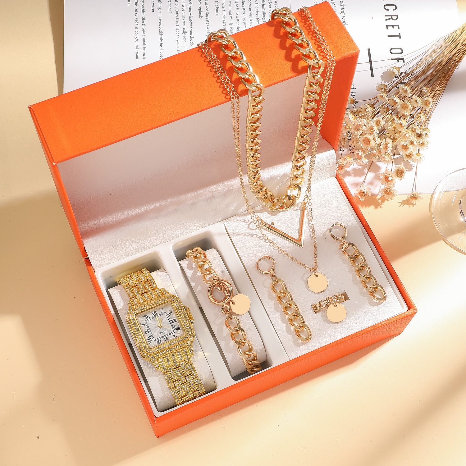 ibettertec Quarzuhr Exklusives Damen-Geschenkset mit Armbanduhr, Schmuck-Se günstig online kaufen