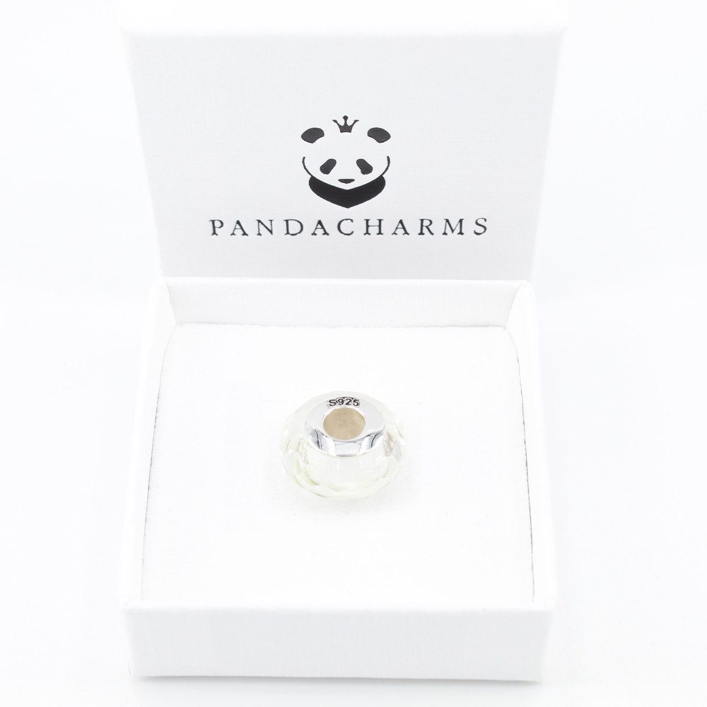PANDACHARMS Bead Weißer Sternenstaub Facetten Glas Charm für Armband, Hülse günstig online kaufen