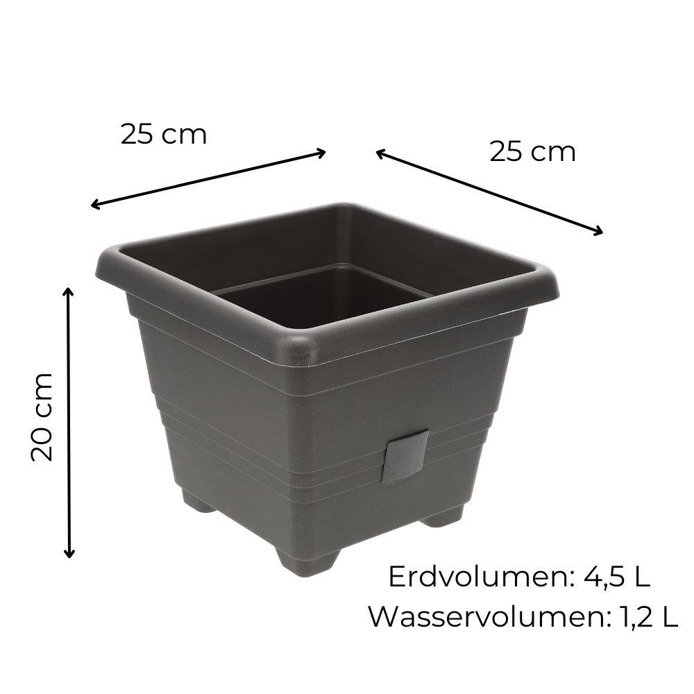 GarPet Pflanzkübel Pflanzgefäß Blumenkübel Wasserspeicher anthrazit mit Pflanzkübel