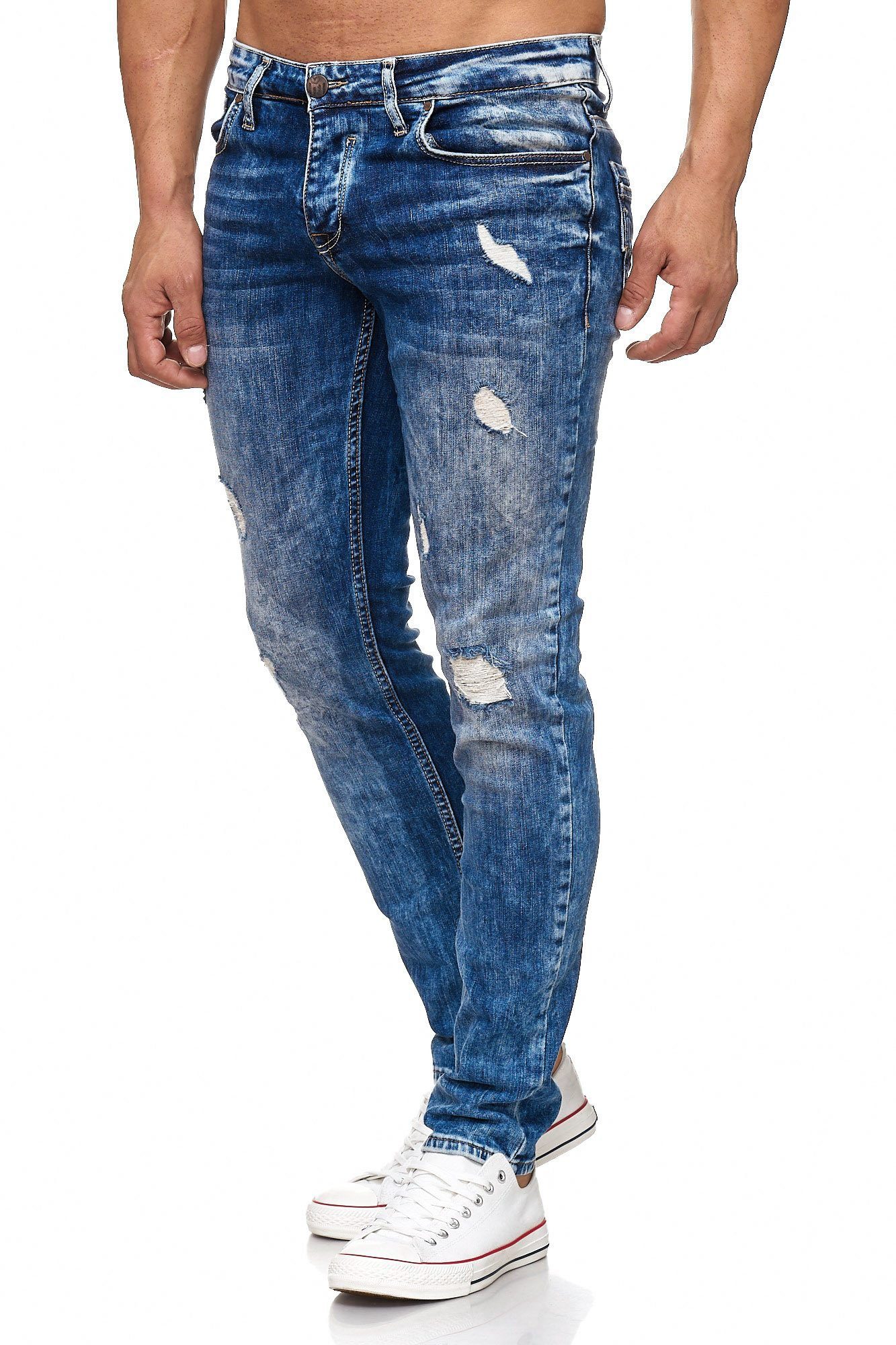 17502 im Destroyed-Look Tazzio Slim-fit-Jeans blau