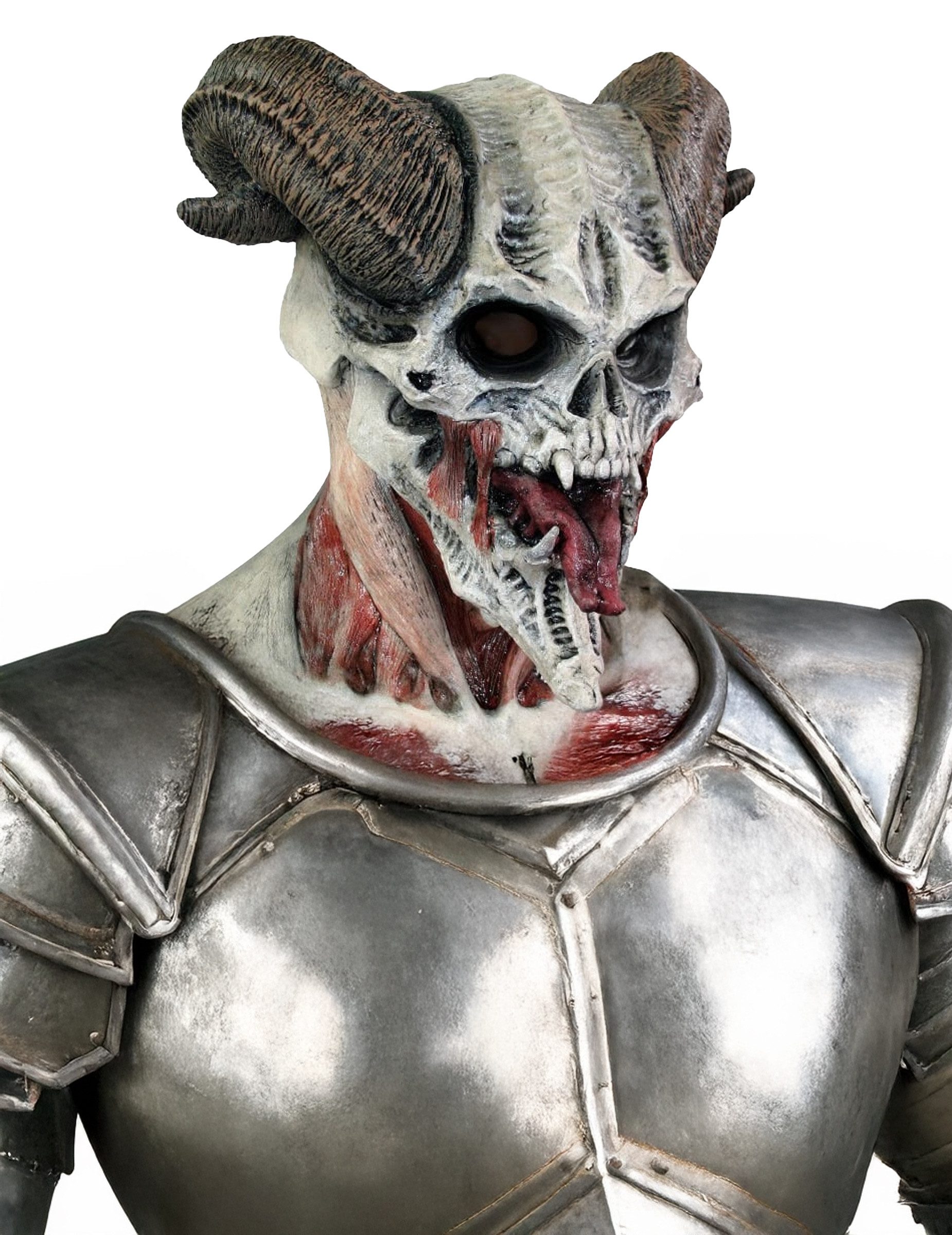Ghoulish Productions Kostüm Teuflische Skelett Halloween Maske weiss-braun-rot