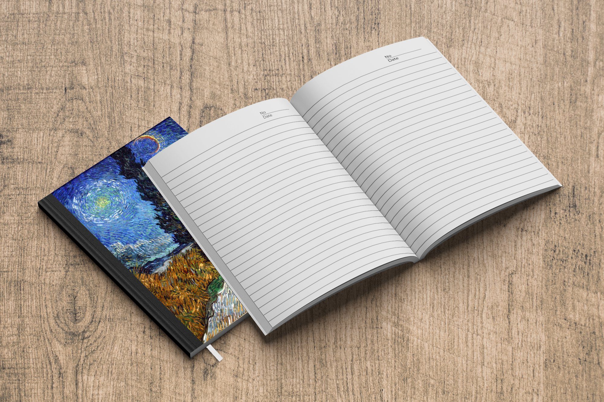 98 Zypresse A5, Merkzettel, Tagebuch, MuchoWow Notizheft, Gogh, Straße Notizbuch Journal, Stern und Seiten, Haushaltsbuch van mit - Vincent