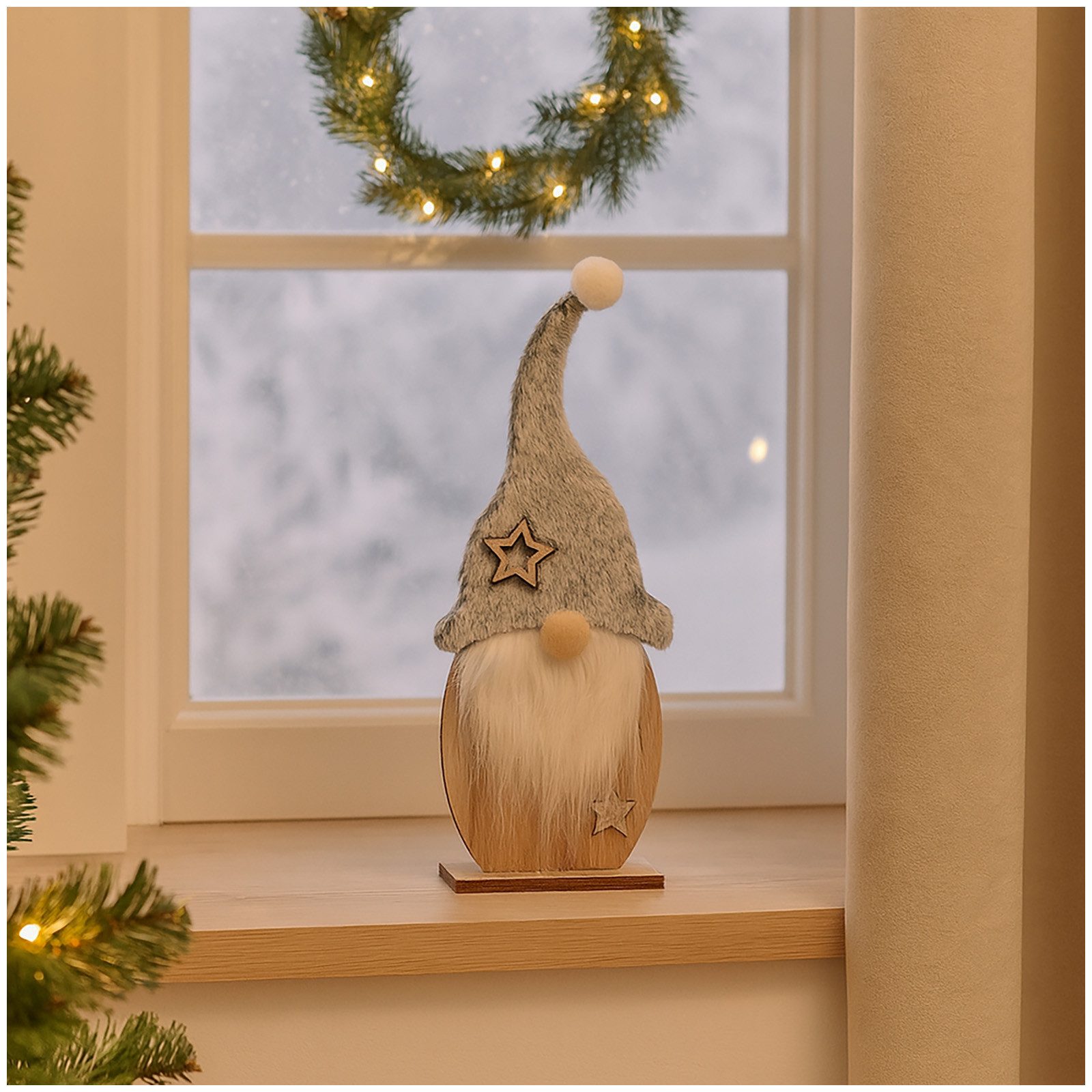 HTI-Living Weihnachtsfigur Wichtel auf Holzfuß 31 cm (Stück, 1 St., 1 Wichtel)