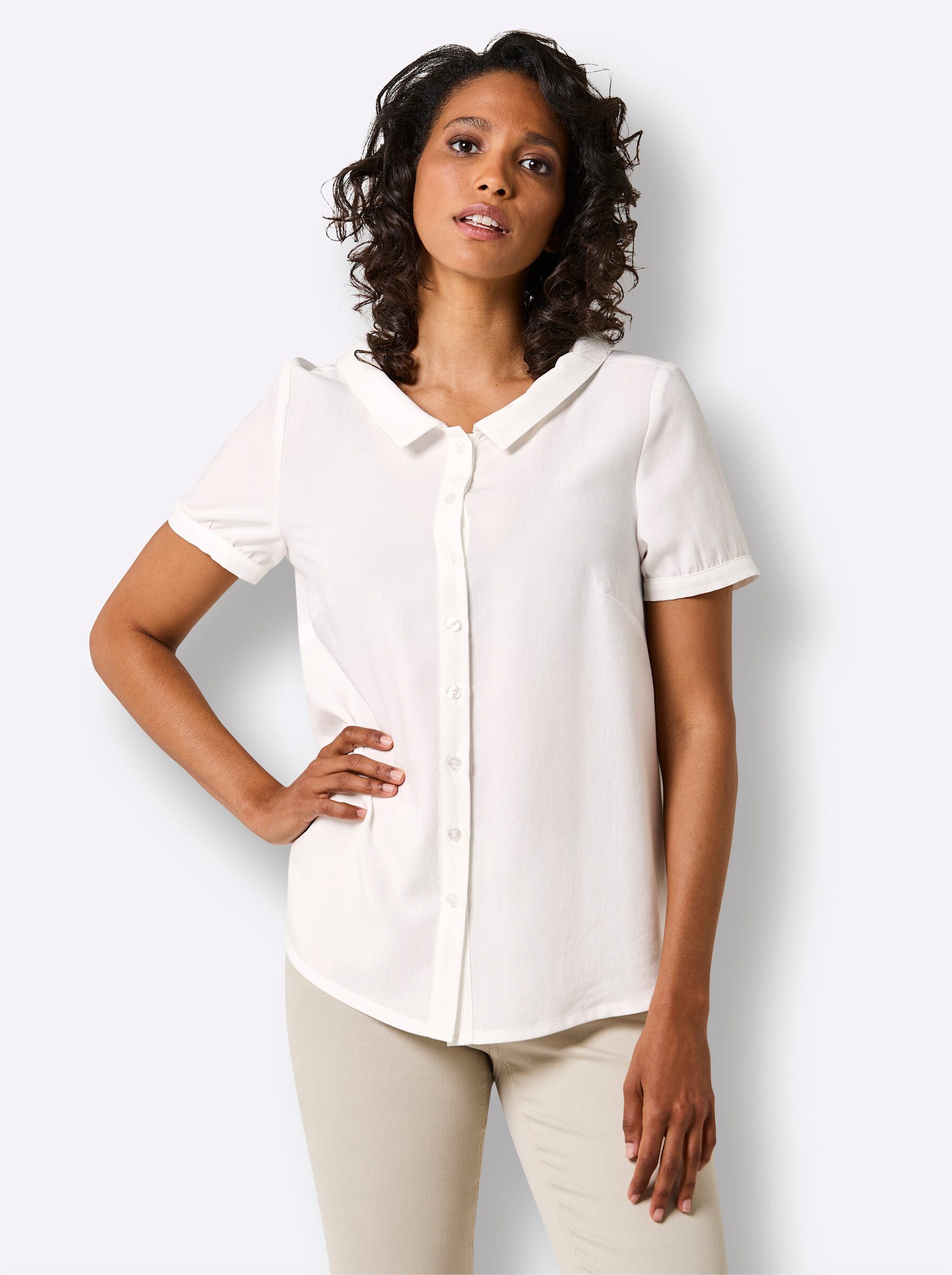 creation L Klassische Bluse Lyocell-Bluse Kurzarm