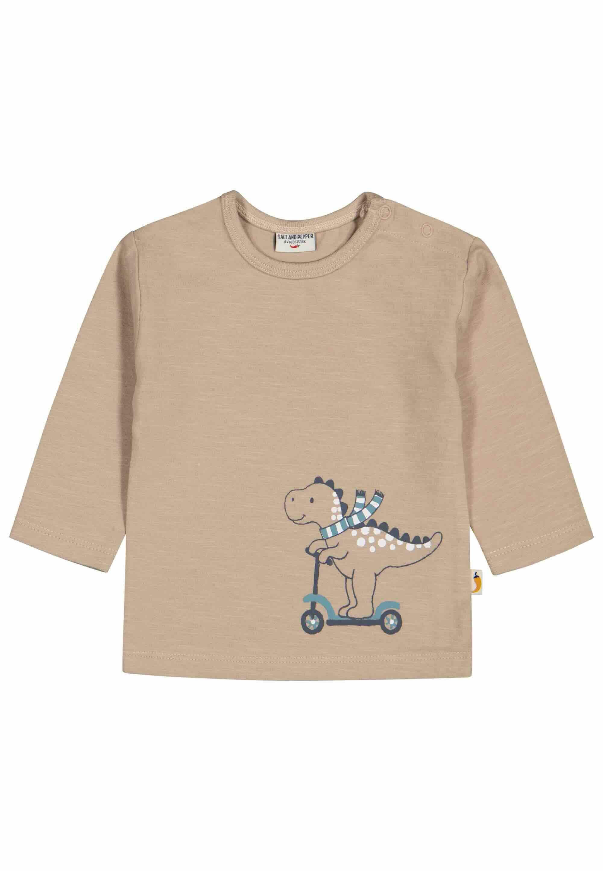 SALT AND PEPPER Langarmshirt Baby Langarmshirt mit Dino Print und Druckknöpfen