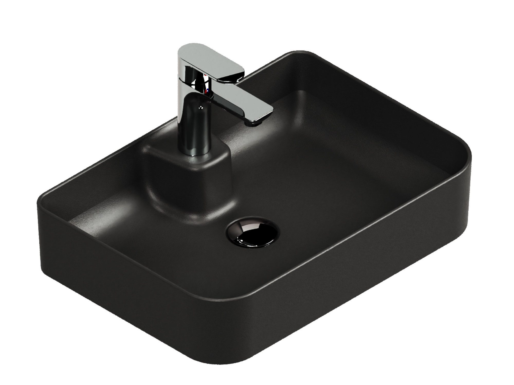 Aqua Bagno Aufsatzwaschbecken Waschschale Keramik eckig matt schwarz Waschtisch Gästebad