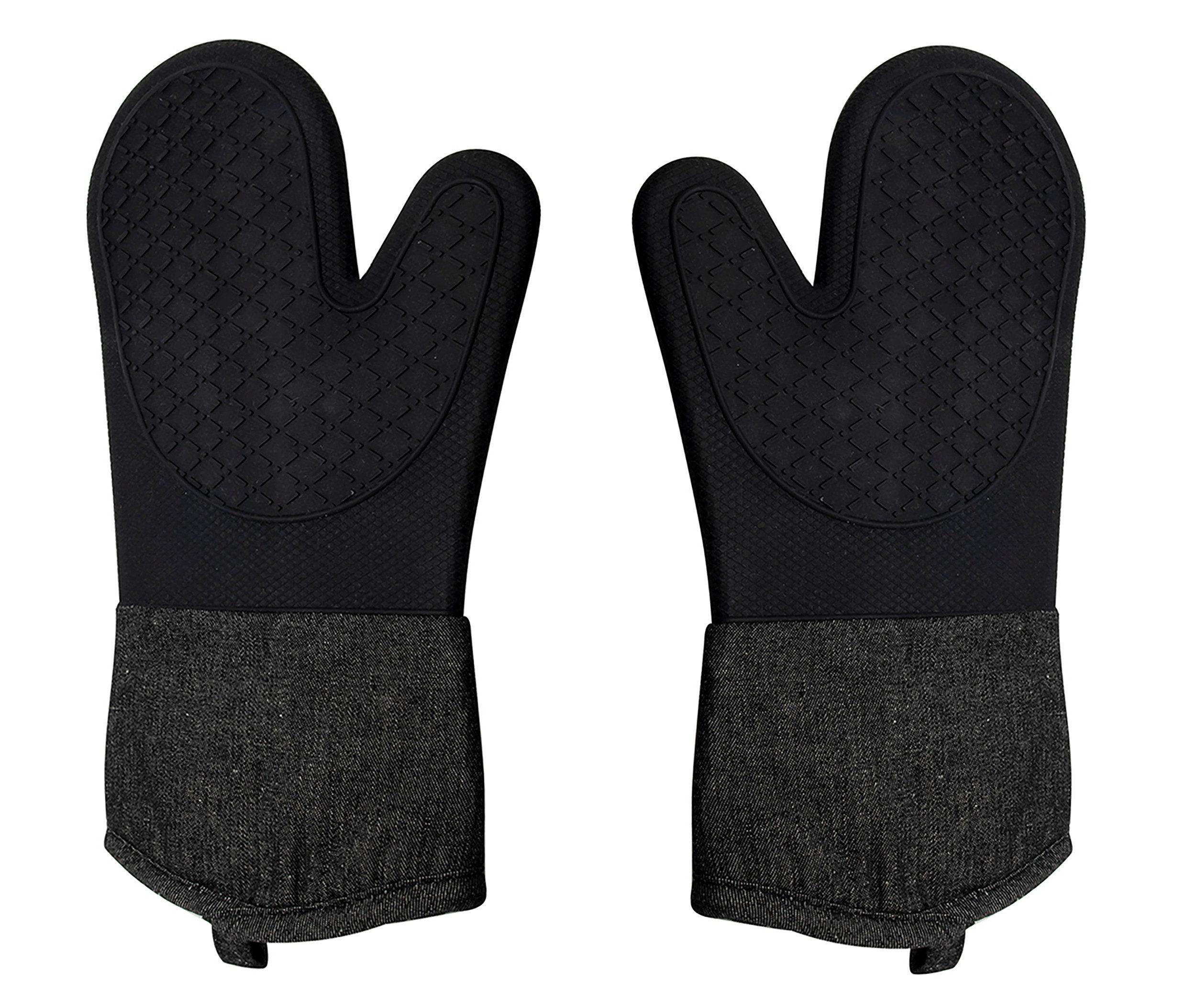 Kitchen Tools Topfhandschuhe 2x TOPFHANDSCHUH Jeans Schwarz Silikon 33cm 1 Paar Küchenhandschuh 99, Ofenhandschuh Grillhandschu Grill Handschuh Backhandschuhe