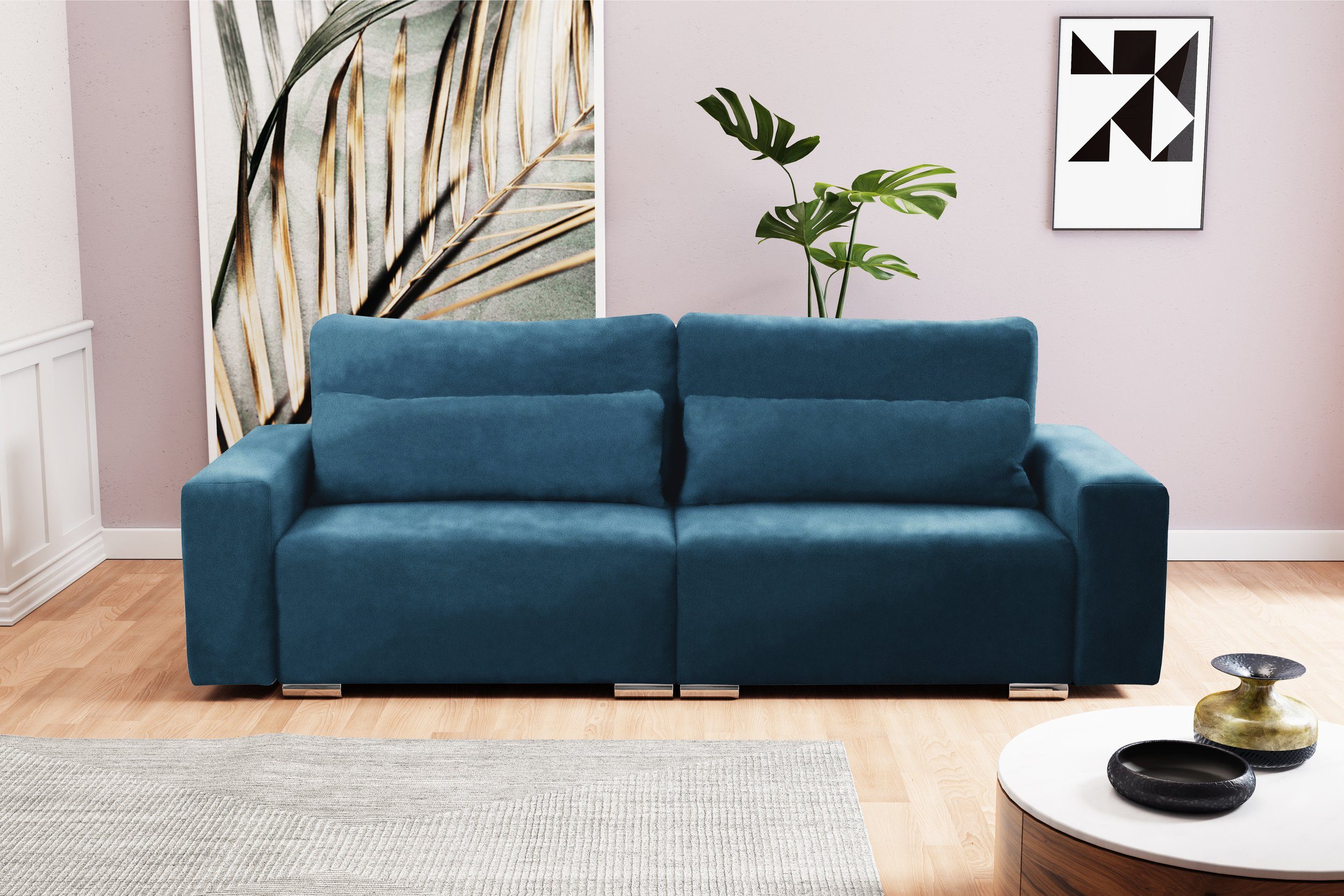 Stylefy 3-Sitzer Afina, Sofa, 2-Sitzer, inklusive Kissen, frei im Raum stellbar, Modern Design, mit Bettfunktion, Modern