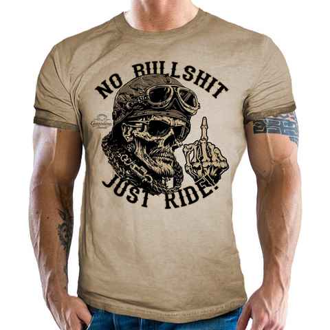 GASOLINE BANDIT® T-Shirt für Biker, Racer in Washed Used Look: Just Ride