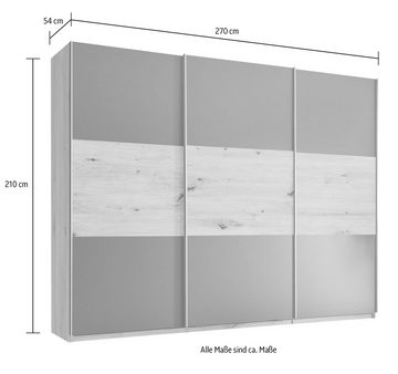 Schlafkontor Schwebetürenschrank Briga Breite 270 cm, Absetzungen in Eiche Artisan Nachbildung