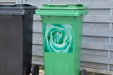 MuchoWow Wandsticker Mintgrüne Rose (1 St), Mülleimer-aufkleber, Mülltonne, Sticker, Container, Abfalbehälter