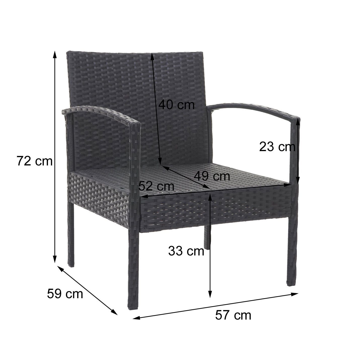 (4-tlg), mit mit Tisch Sitzbezug braun, mit MCW Reißverschluss Glasplatte, Polstergarnitur dunkelgrau Sitzpolster, MCW-F56,