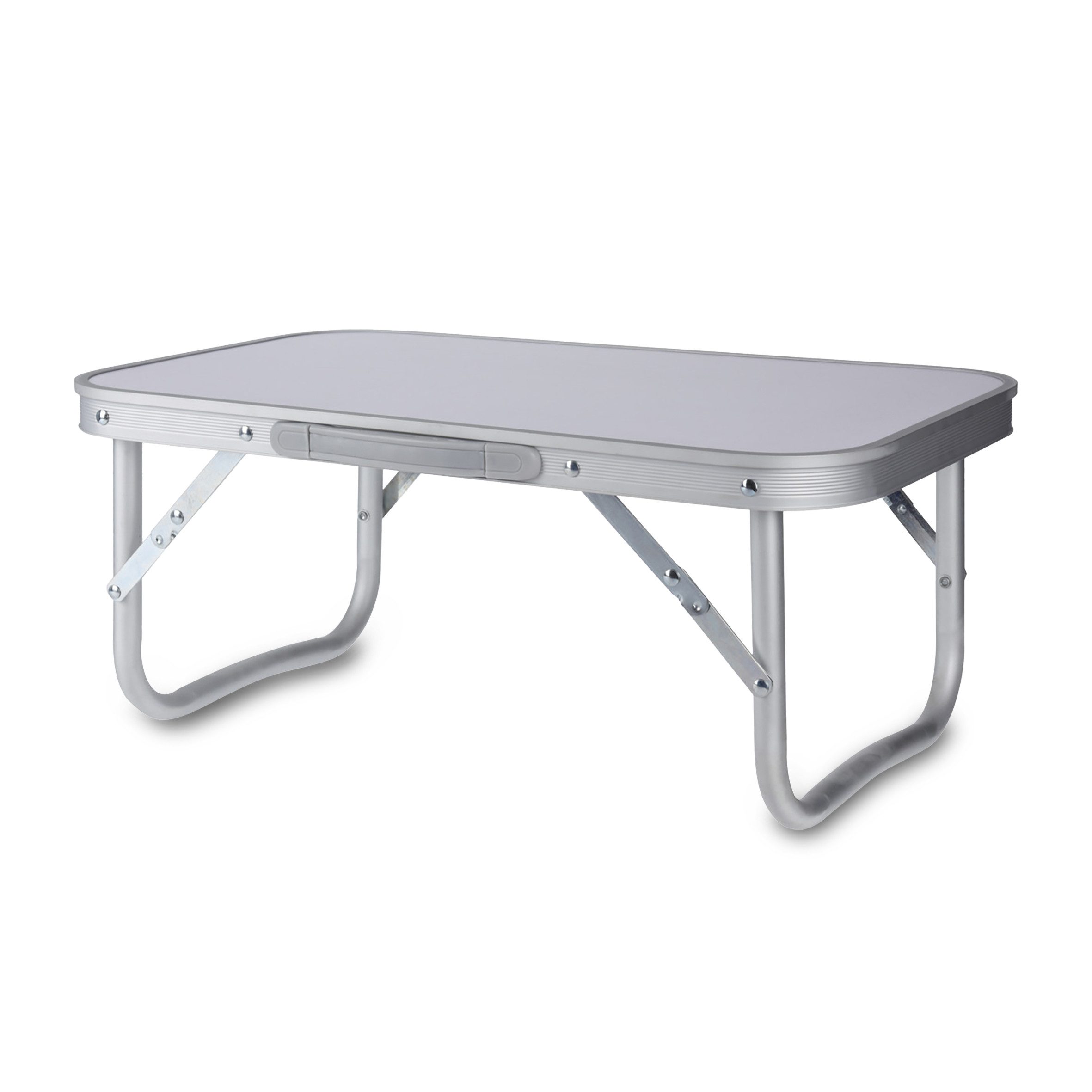 Spetebo Campingtisch Mini Campingtisch weiß klappbar - 56 x 34 cm (Stück, 1-St., Klapptisch), Aluminium Klapptisch niedrig