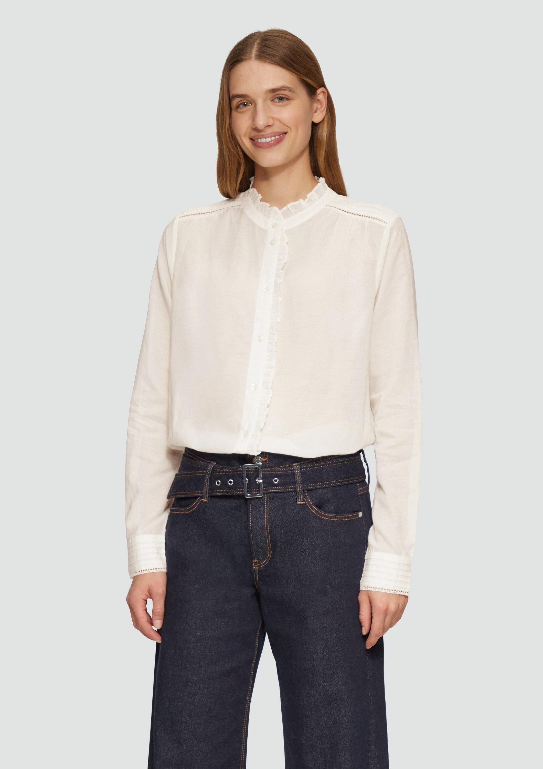 s.Oliver Langarmbluse Bluse Leicht transparente Bluse mit Rüschen-Details günstig online kaufen