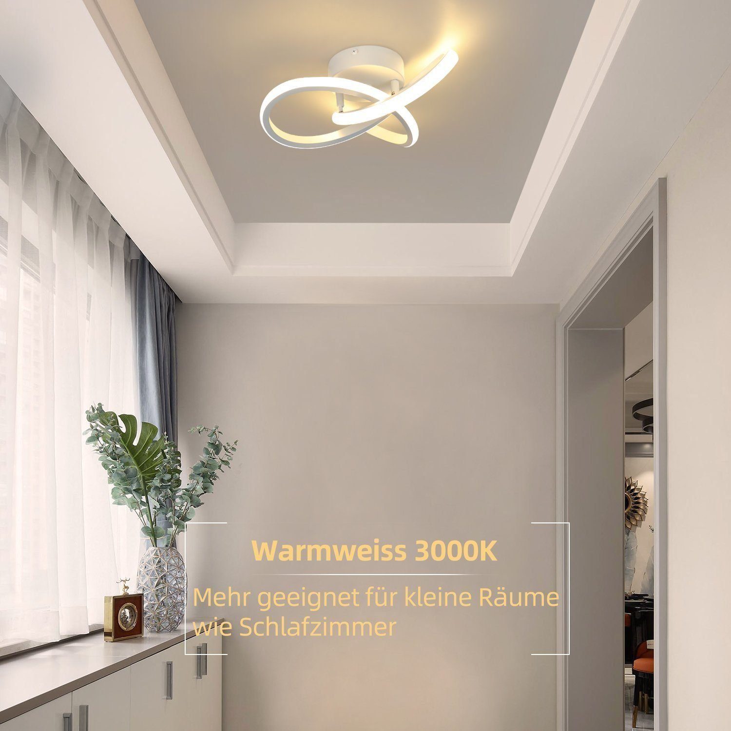 Nettlife LED Deckenleuchte Flurlampe Modern Küchenlampe Schwarz Weiß 3000K Wohnzimmer, Flimmfrei Blendfrei, LED fest integriert, Warmweiß, für Küche Flur Schlaf – Bild 4 von 5