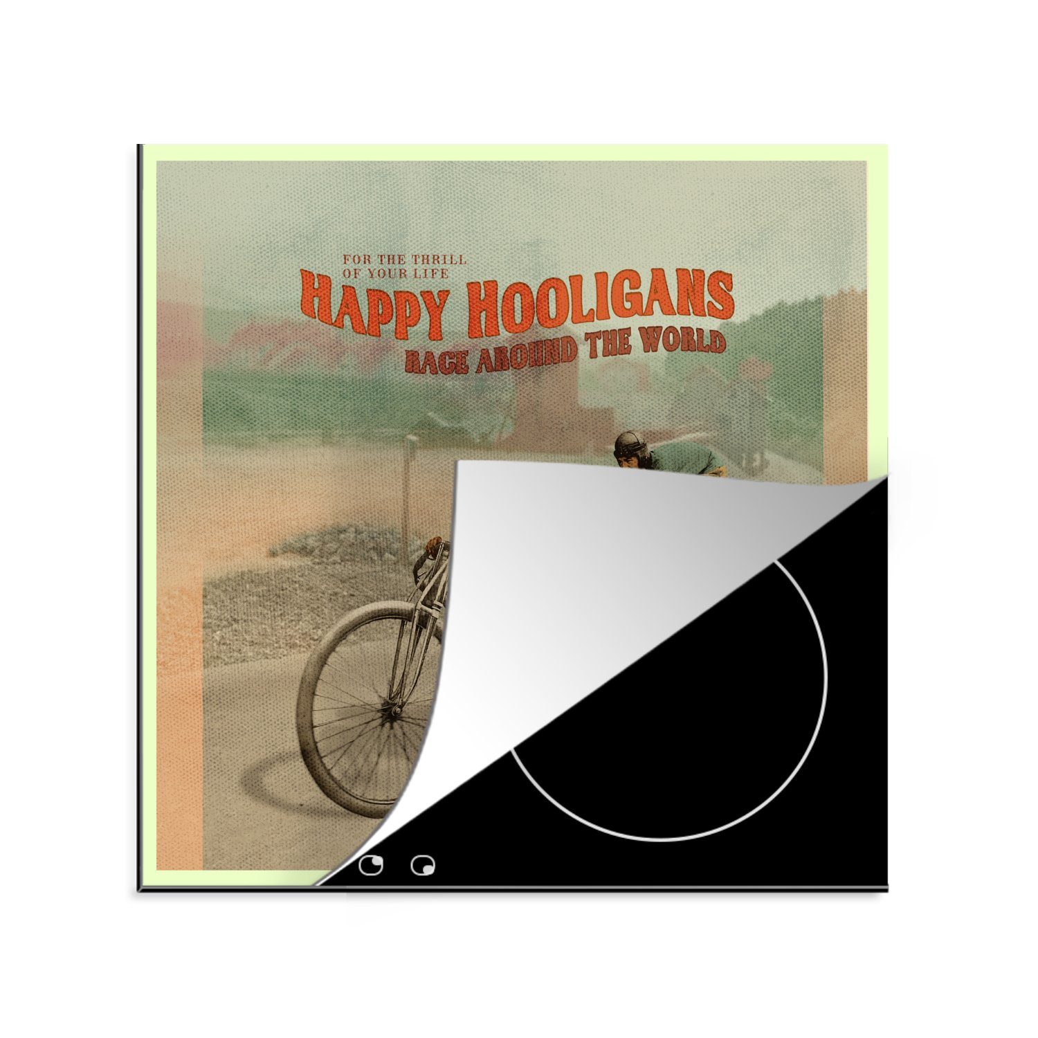 MuchoWow Herdblende-/Abdeckplatte Mancave - Motor - Räder - Vintage, Vinyl, (1 tlg), 78x78 cm, Ceranfeldabdeckung, Arbeitsplatte für küche