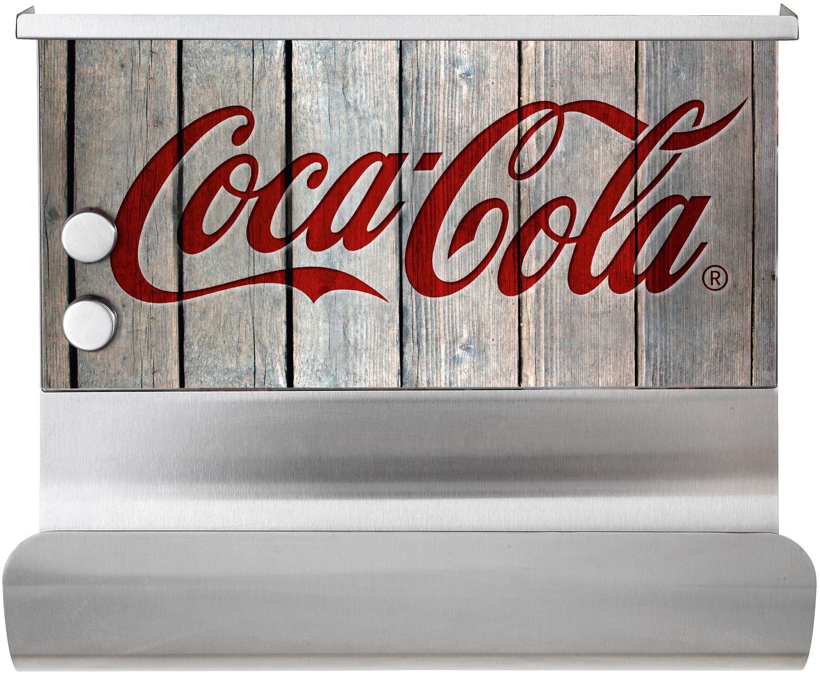 Magnetischer Küchenrollenhalter mit Ablage, »Coca-Cola Wood« Magnetischer Küchenrollenhalter mit Ablage, »Coca-Cola Wood«