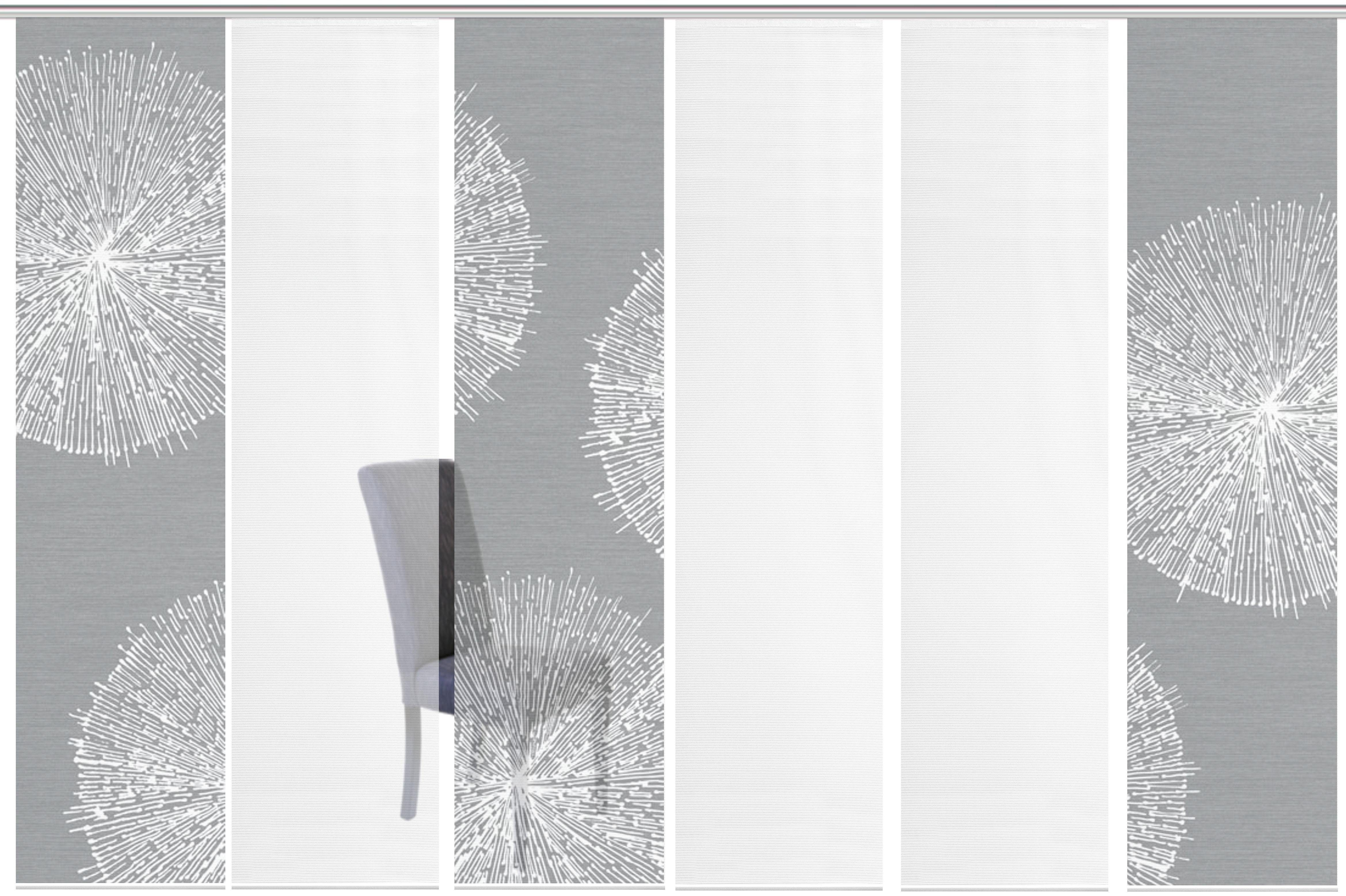 Schiebegardine CRESTON III 260x60 cm Farbe: grau halb-transparenter Stoff in Bambus-Optik VISION S 84559