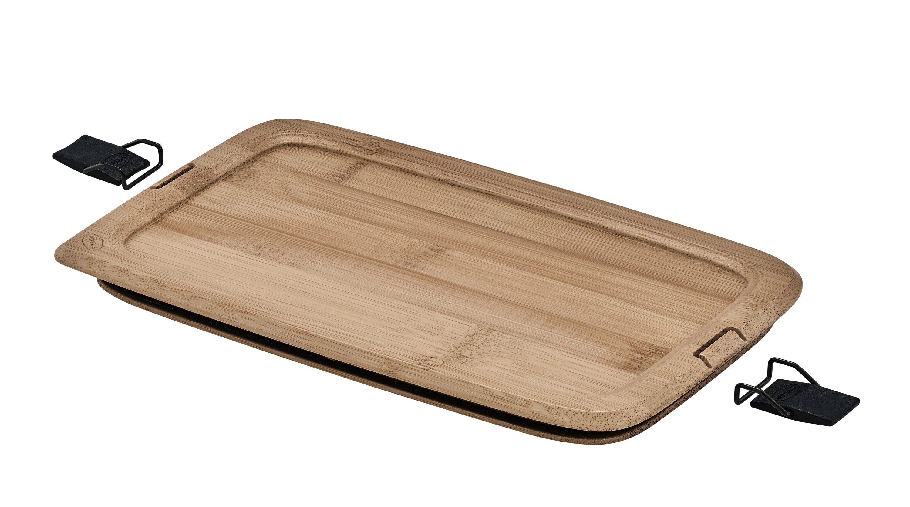 RÖSLE Deckel Brotzeitdeckel FLEXX 2GO 1,5 L eckig Bambus mit Clips, Deckel für 1,5 L Dose FLEXX 2GO