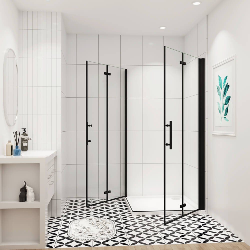 duschspa Eckdusche 185cm ESG Nano Glas Duschkabine Scharniertür Falttür Dus günstig online kaufen