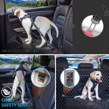 BOTC Sicherungsgurt Hunde Auto Sicherheitsgurt elastisch verstellbar, KFZ Hundegurt, (Hundesicherheitsgurt 3 in 1, Autohundegeschirr Hundeleine Sicherheitsgurt), mit verstellbarem elastischem Stoßdämpfungs-Sicherheitsgurt