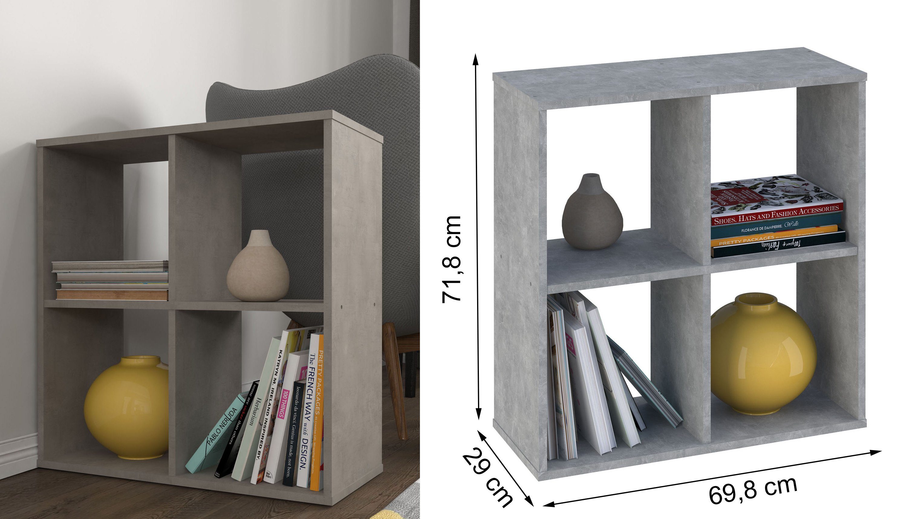 HYPE Fächern Rooms Raumteiler mit 4 Rooms Vielseitiges Grau Hype Raumteilerregal Bücherregal