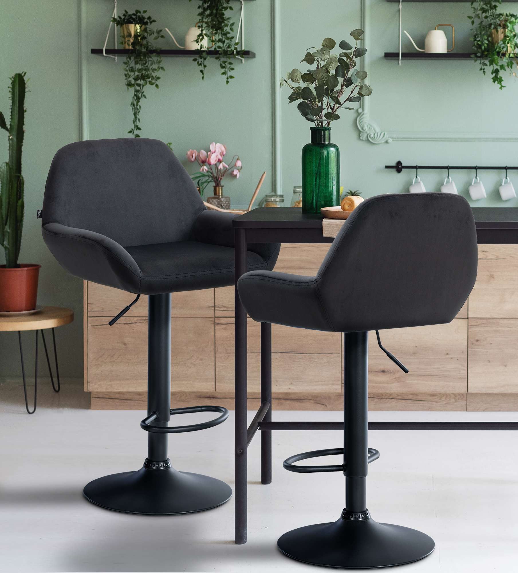 CLP Barhocker Braga Samt, drehbar und stufenlos höhenverstellbar